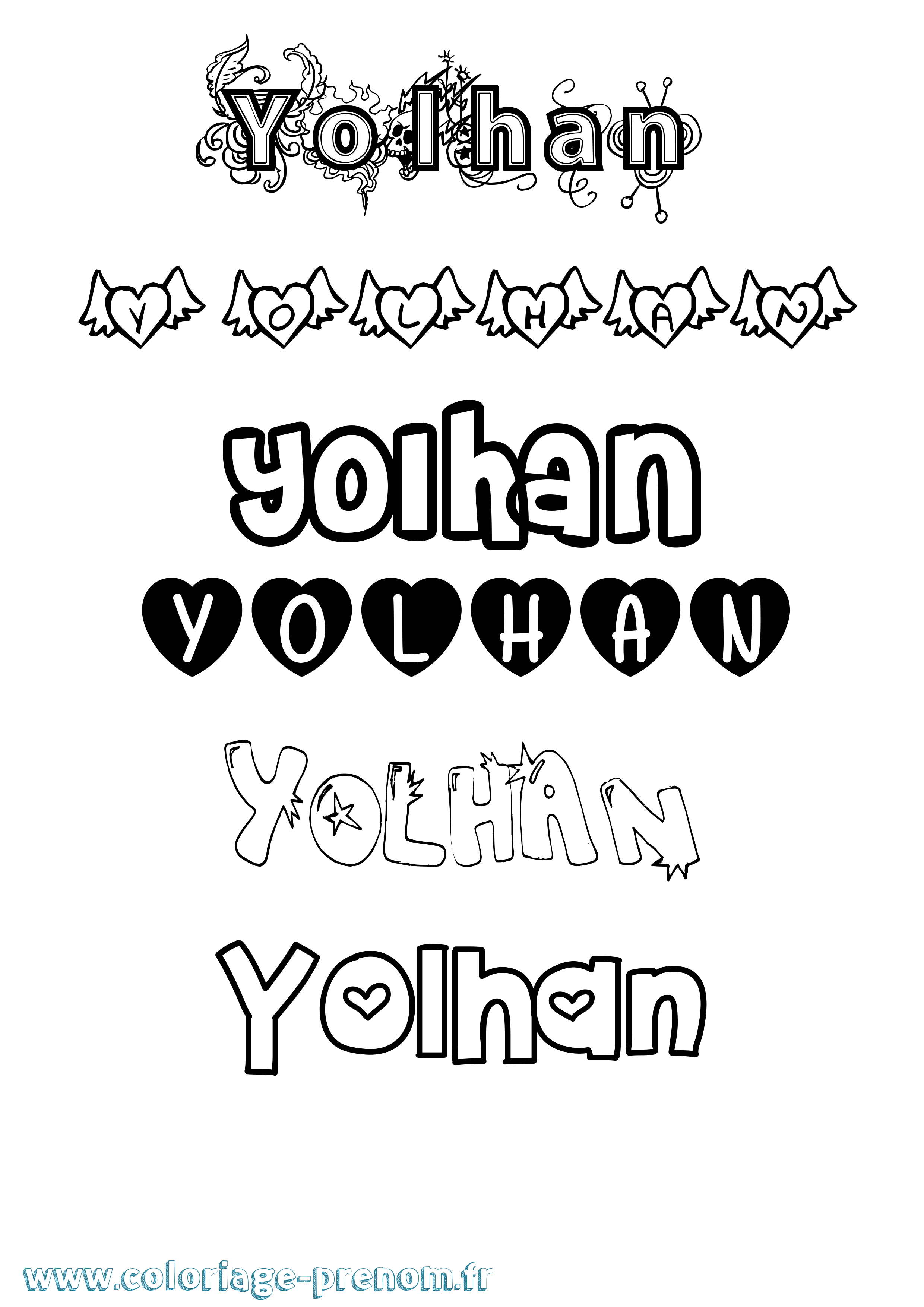 Coloriage Yolhan Girly Coloriage prénom Yolhan Girly