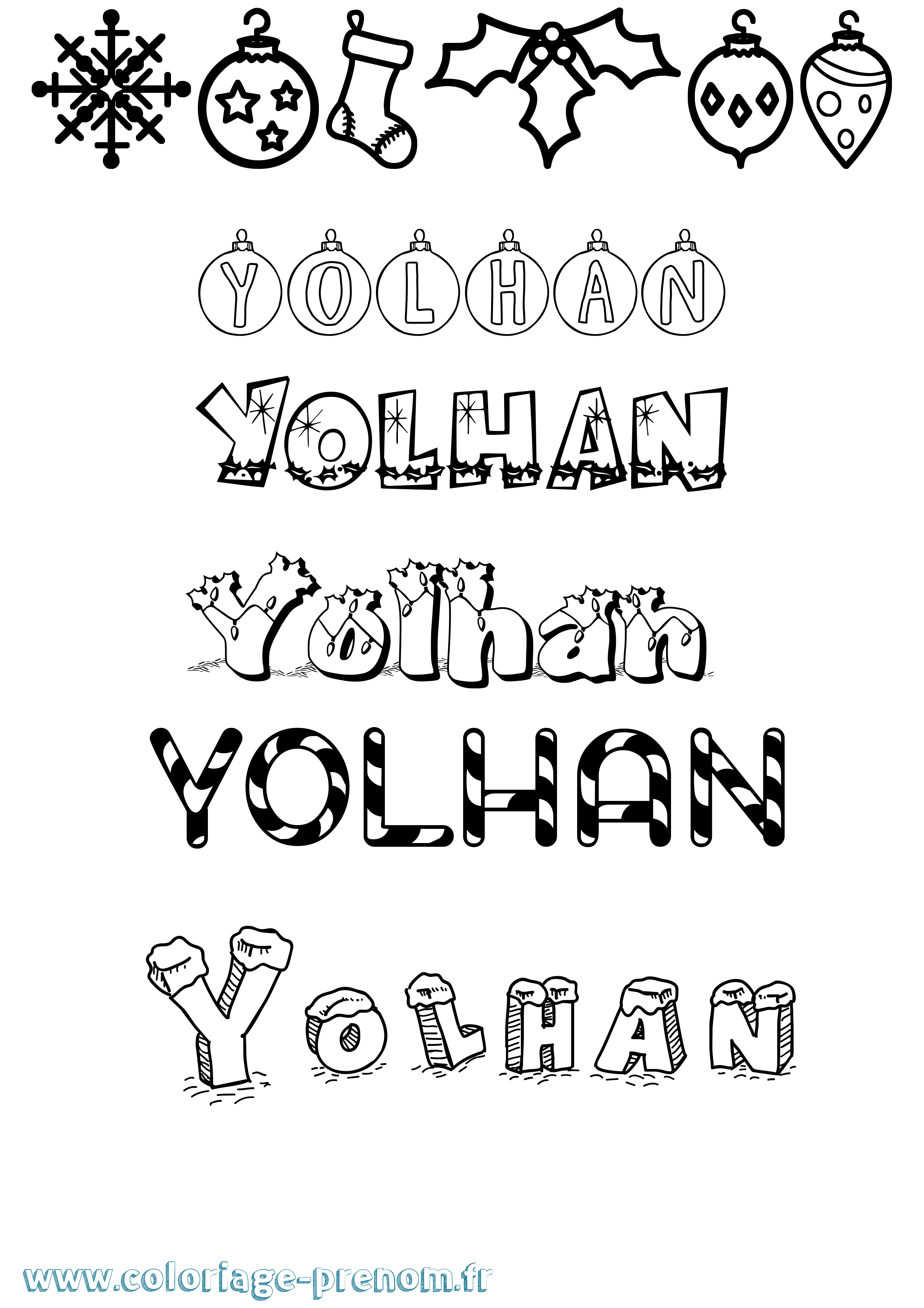 Coloriage Yolhan Noël Coloriage prénom Yolhan Noël