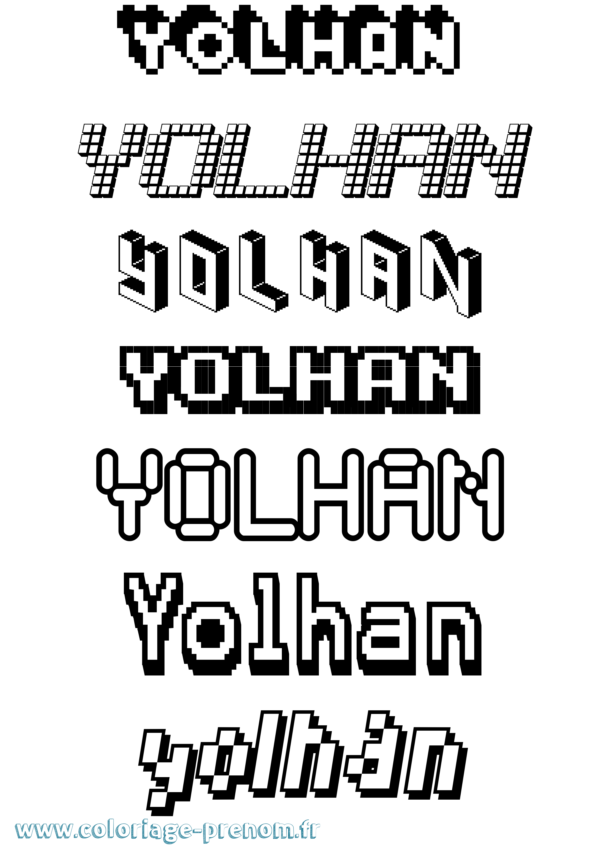 Coloriage Yolhan Pixel Coloriage prénom Yolhan Pixel