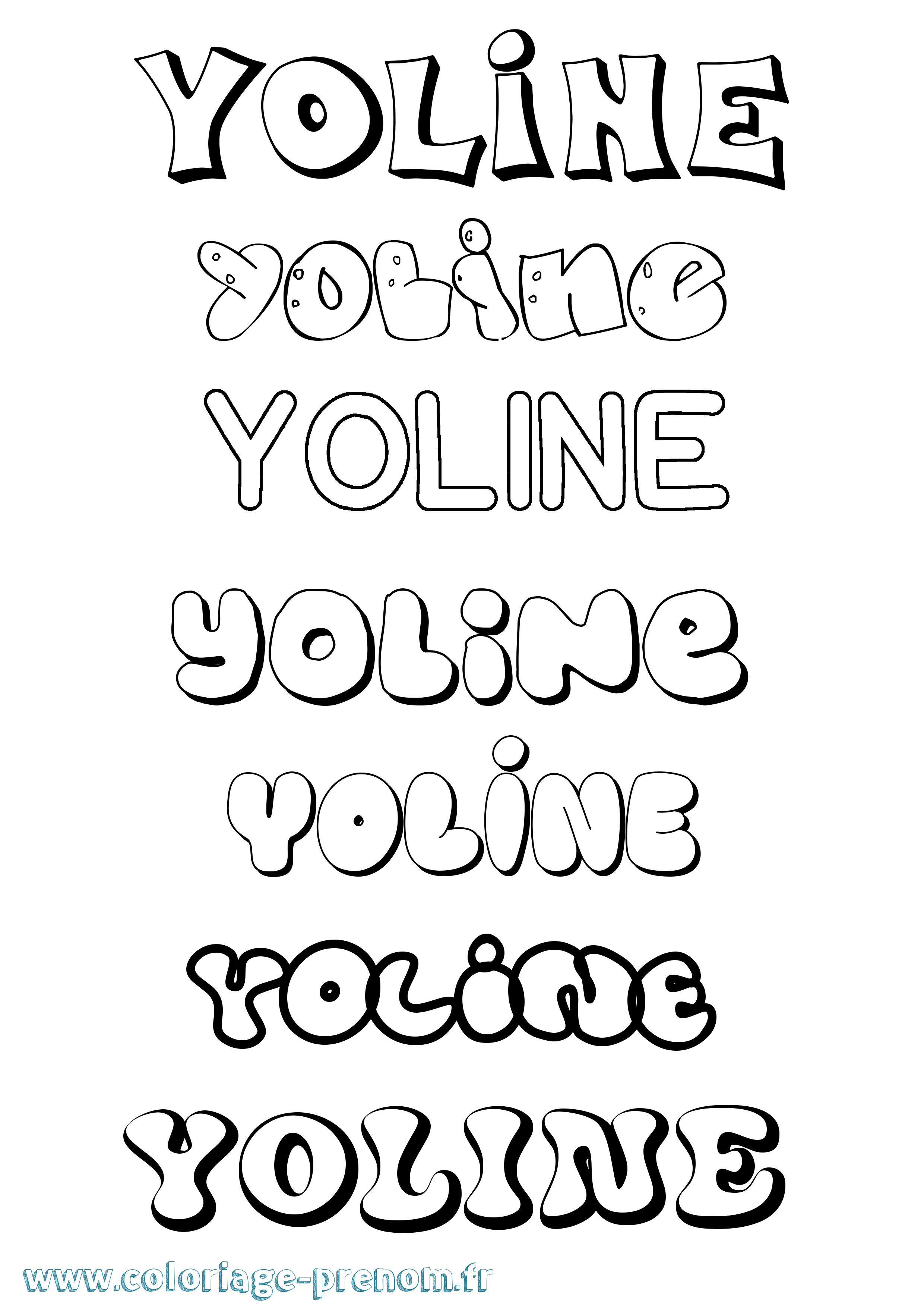 Coloriage Yoline Bubble Coloriage prénom Yoline Bubble