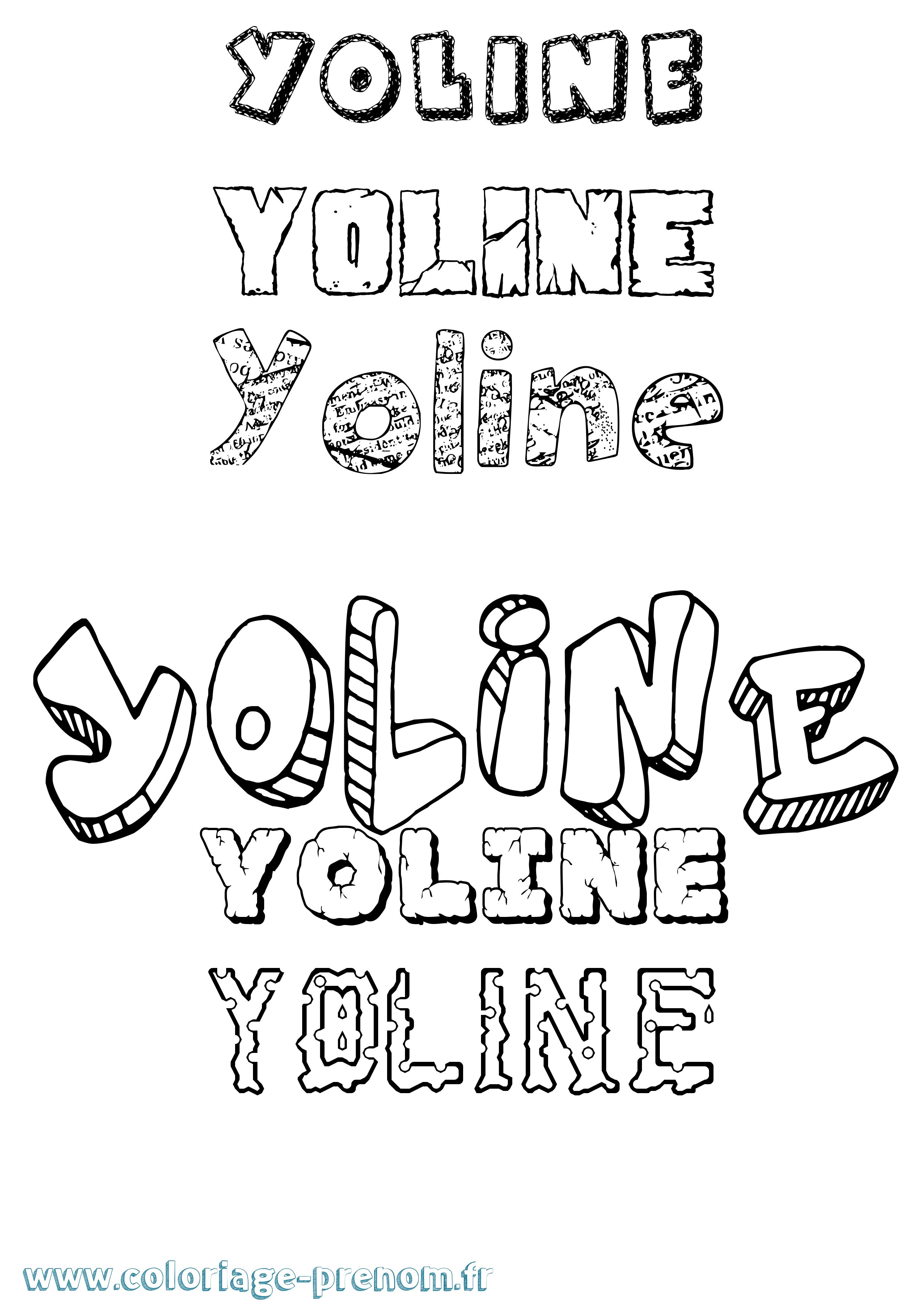 Coloriage Yoline Destructuré Coloriage prénom Yoline Destructuré