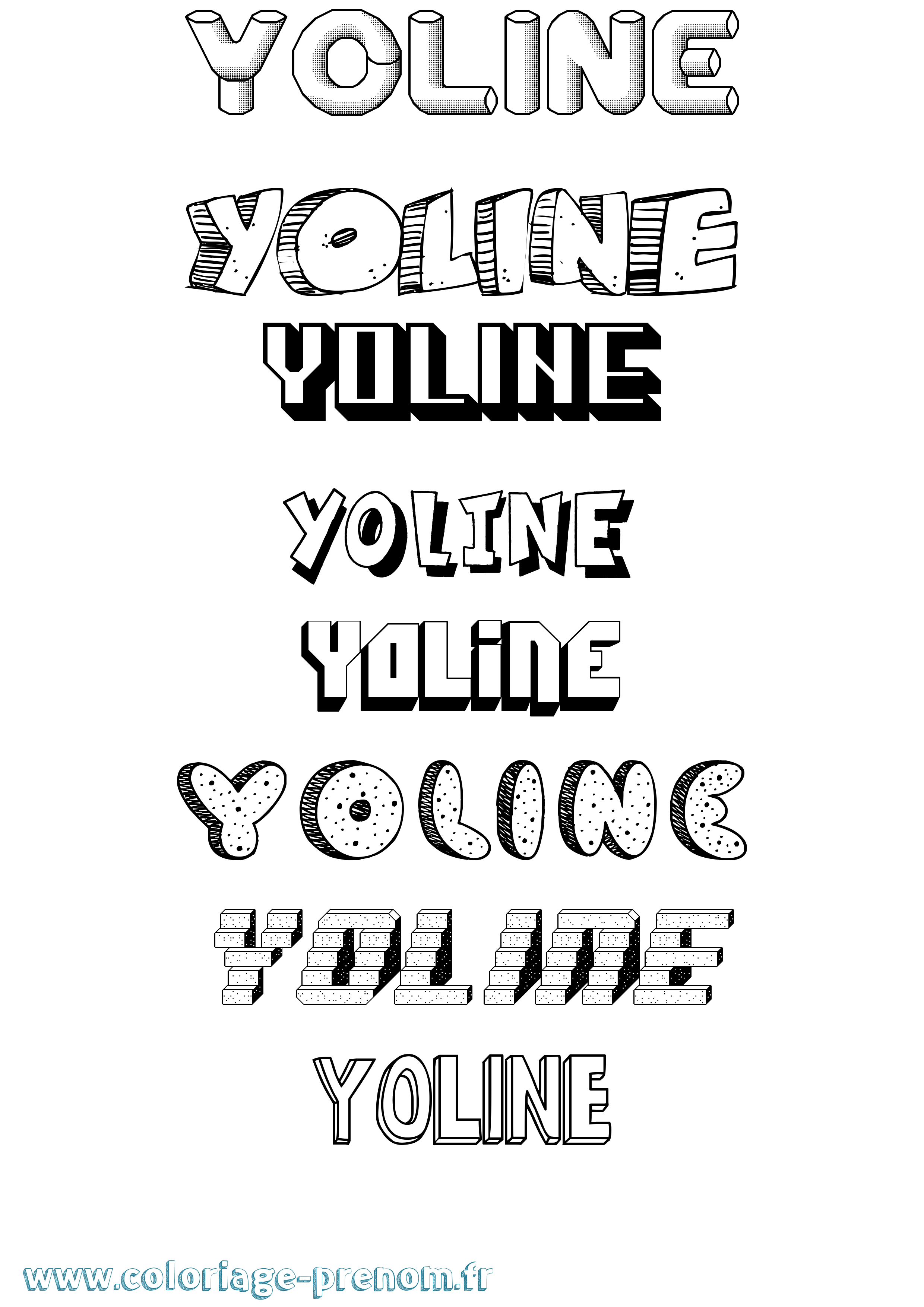 Coloriage Yoline Effet 3D Coloriage prénom Yoline Effet 3D