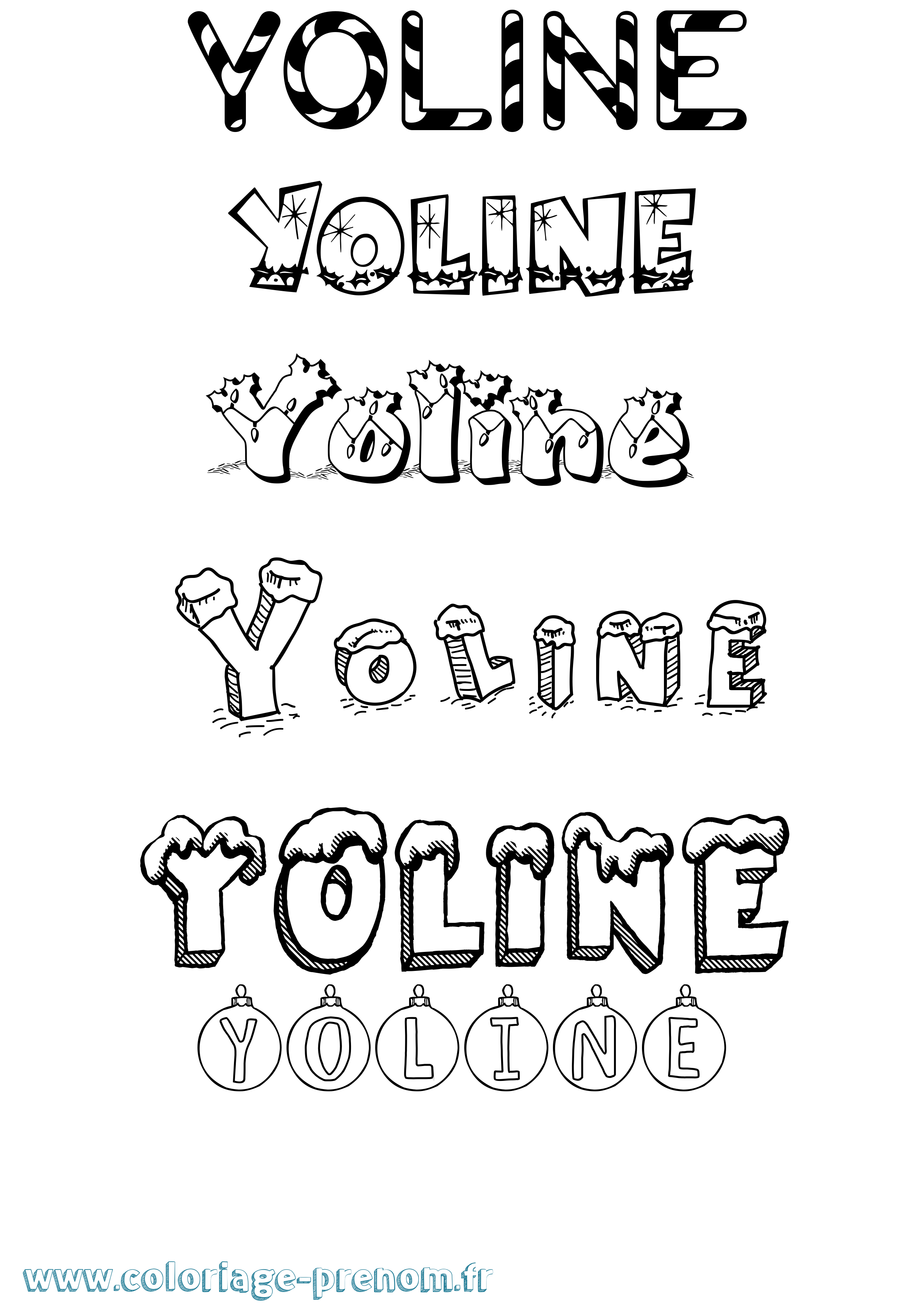 Coloriage Yoline Noël Coloriage prénom Yoline Noël
