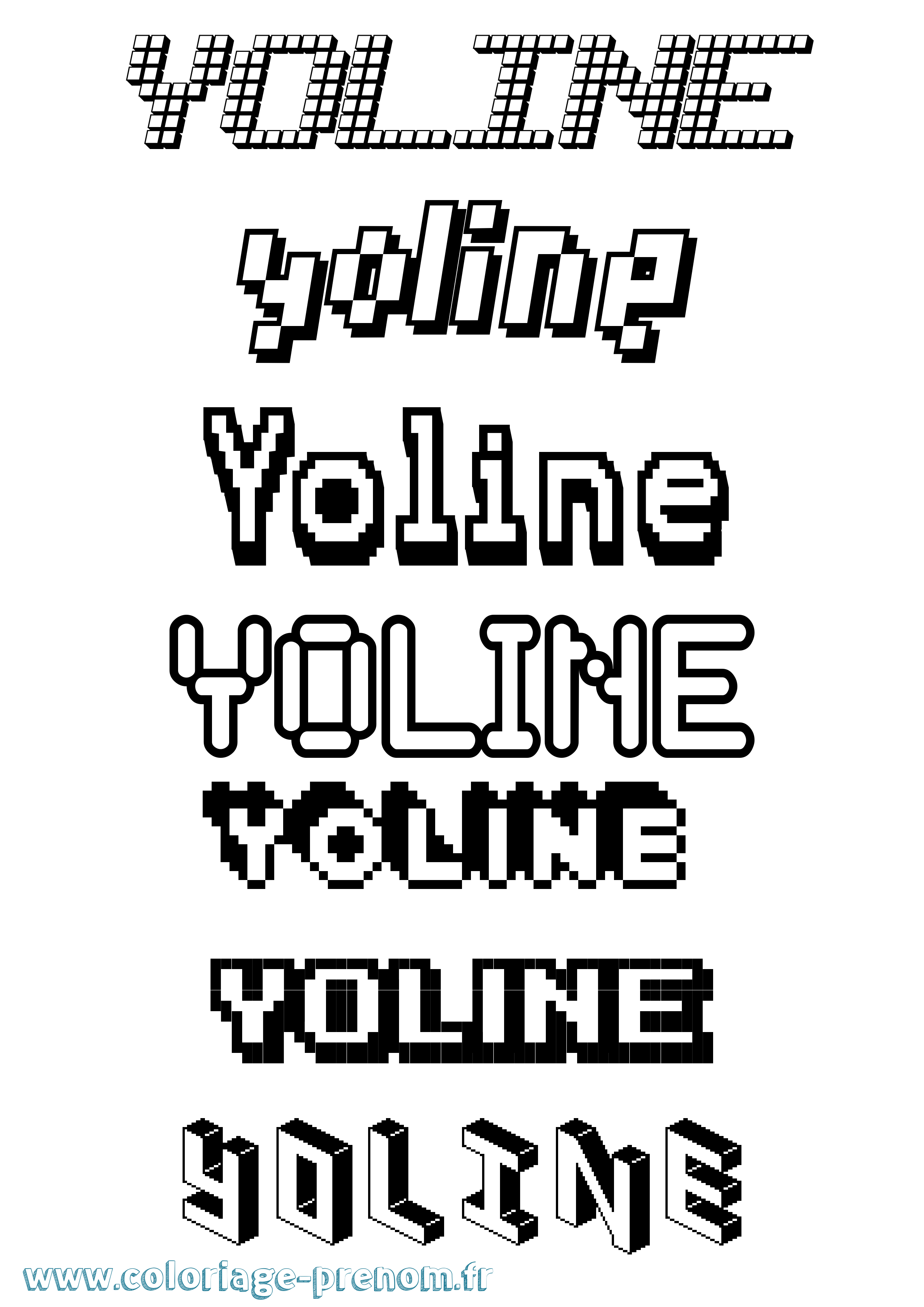 Coloriage Yoline Pixel Coloriage prénom Yoline Pixel