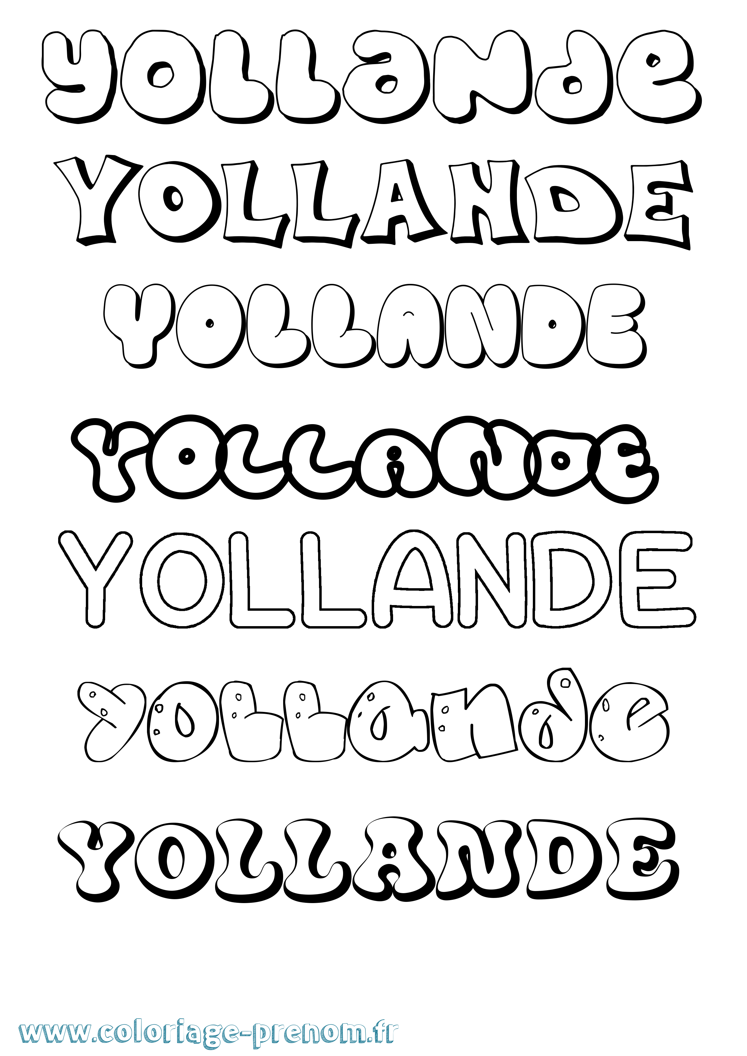 Coloriage Yollande Bubble Coloriage prénom Yollande Bubble