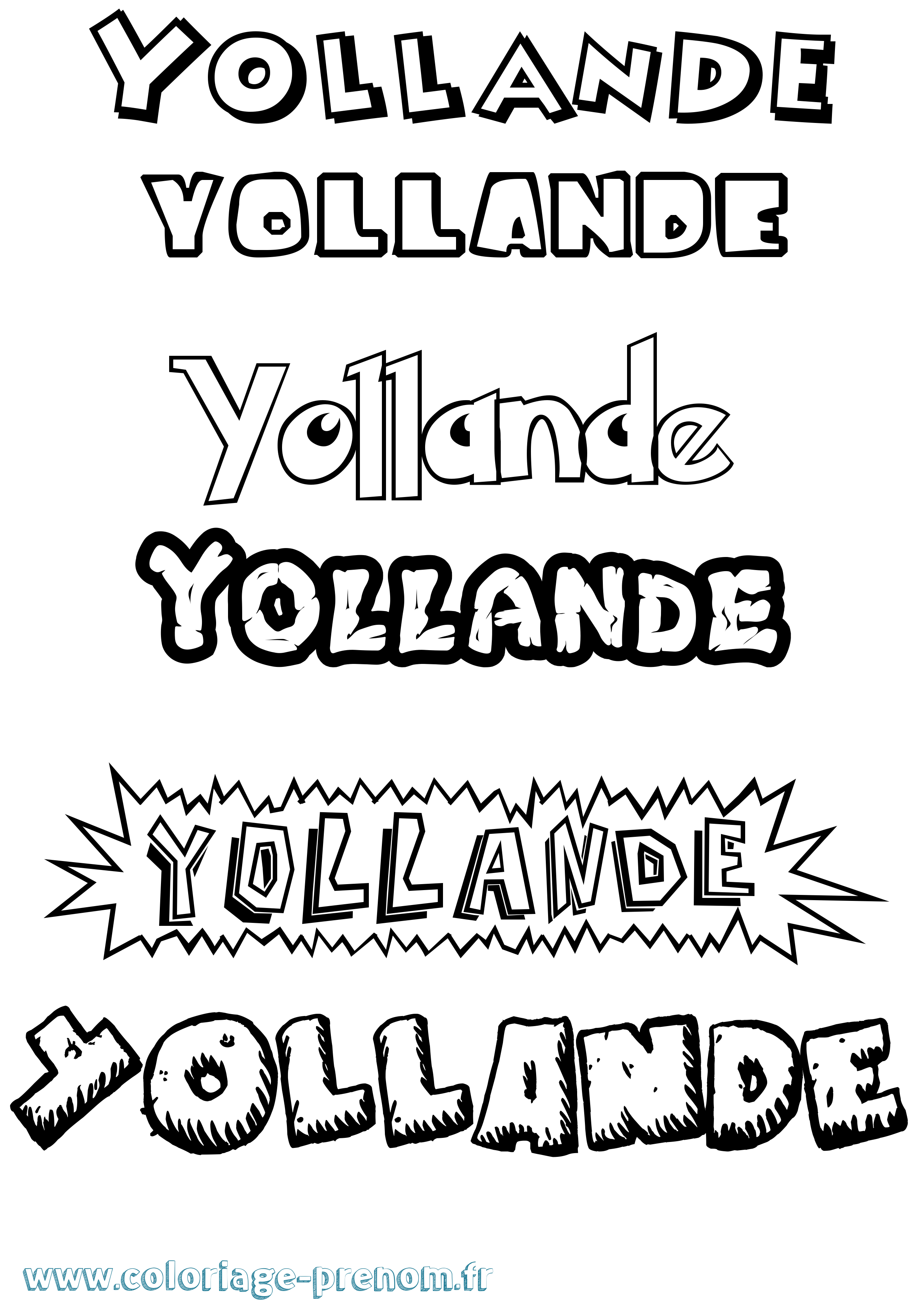 Coloriage Yollande Dessin Animé Coloriage prénom Yollande Dessin Animé