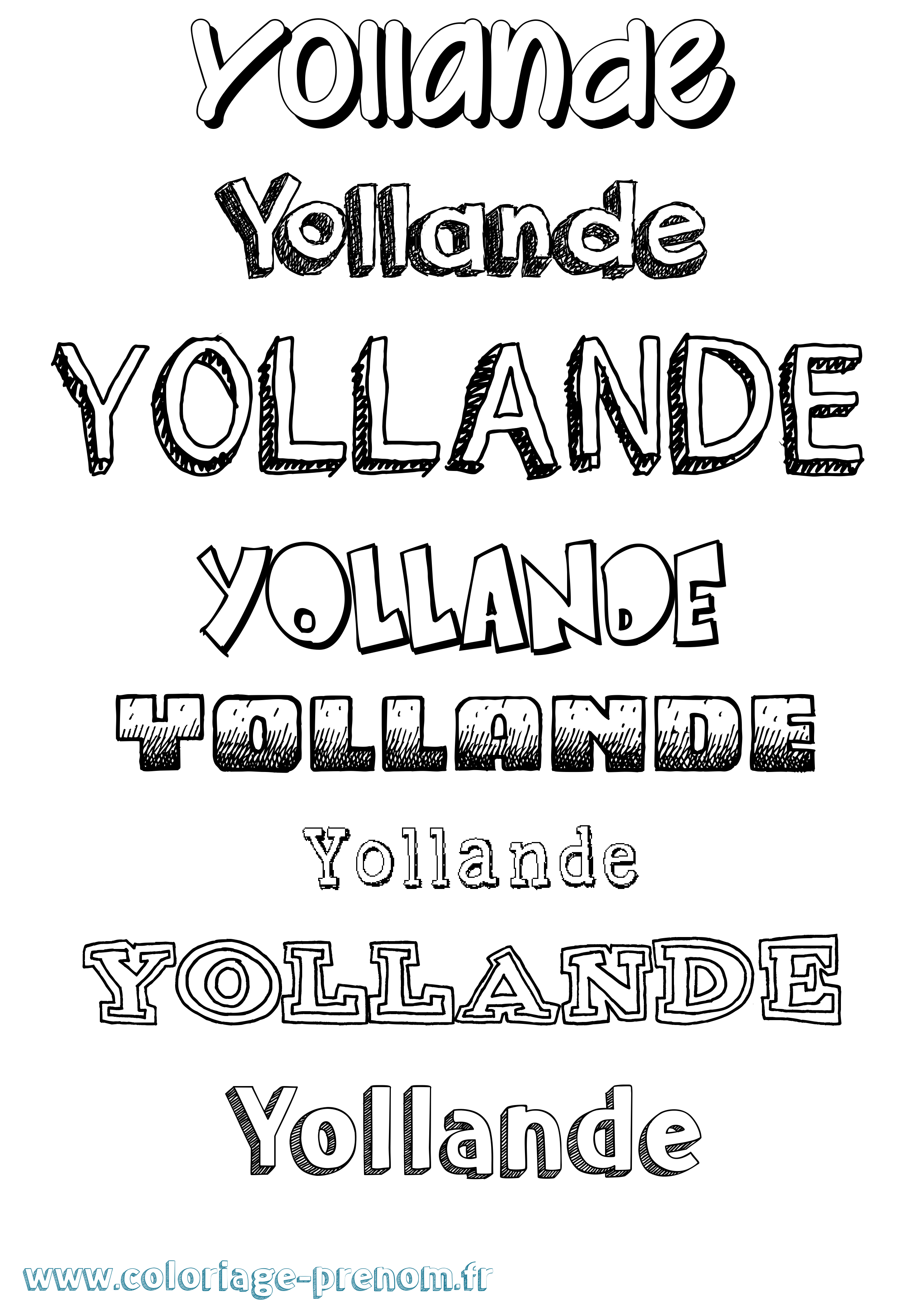 Coloriage Yollande Dessiné Coloriage prénom Yollande Dessiné
