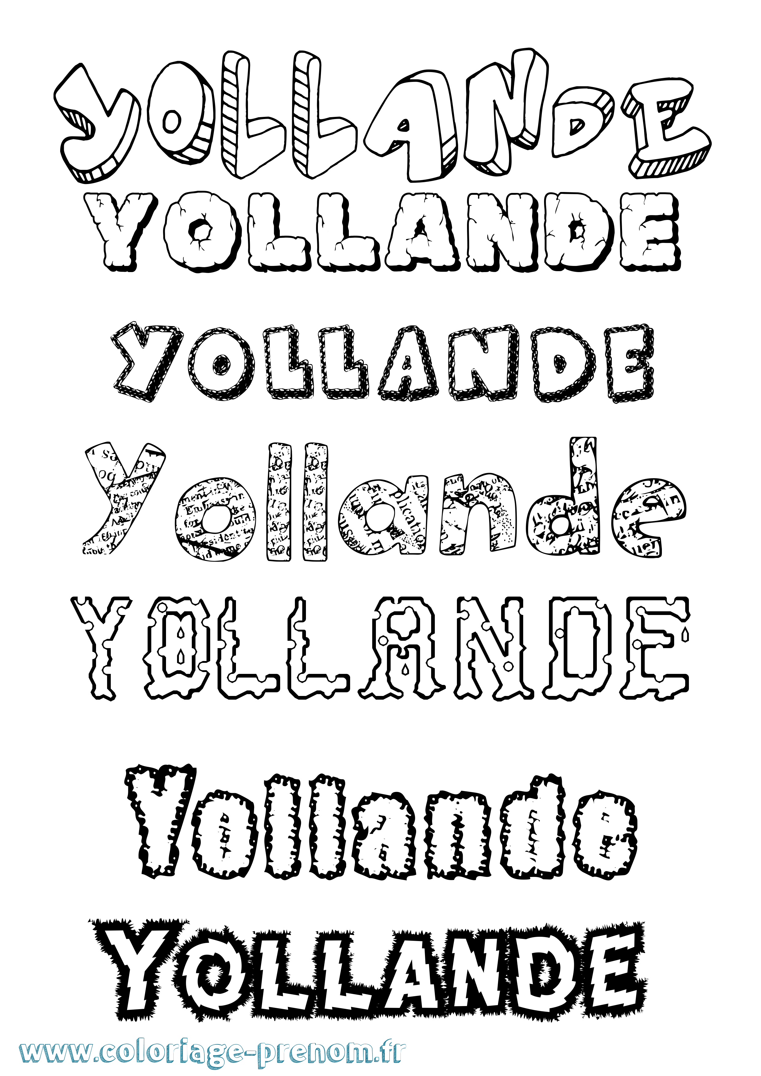 Coloriage Yollande Destructuré Coloriage prénom Yollande Destructuré