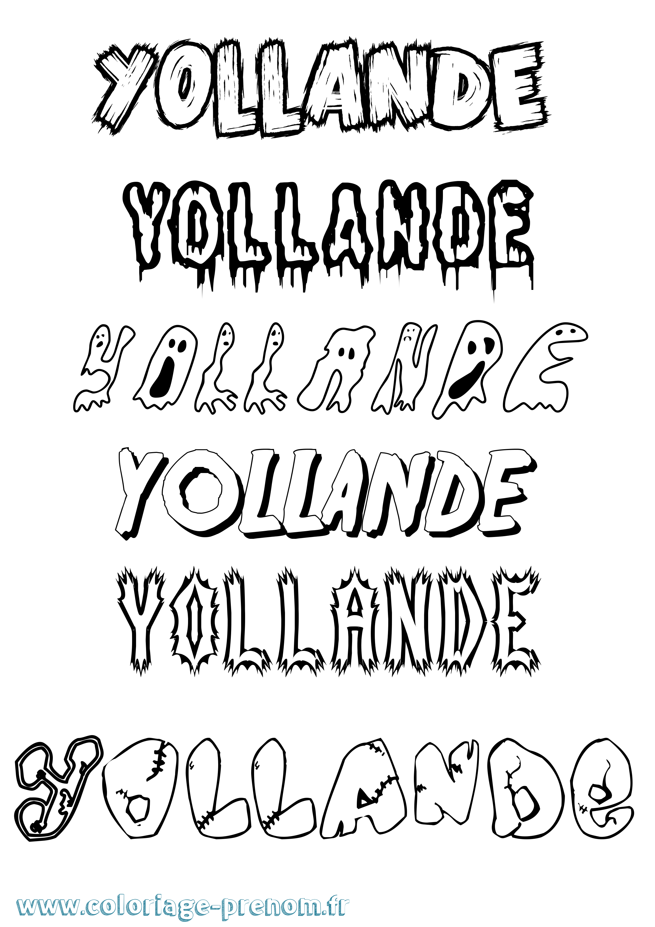 Coloriage Yollande Frisson Coloriage prénom Yollande Frisson