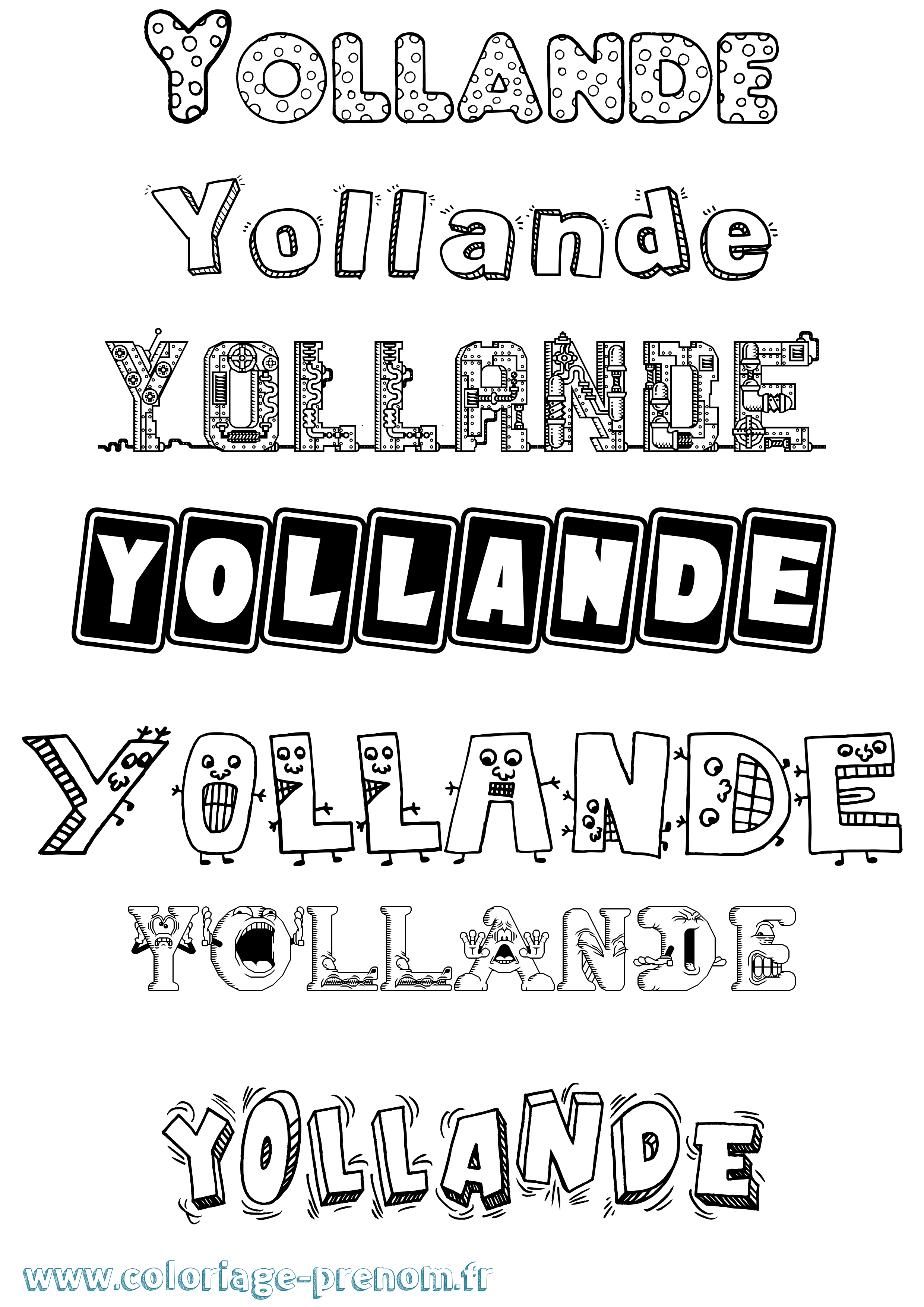 Coloriage Yollande Fun Coloriage prénom Yollande Fun