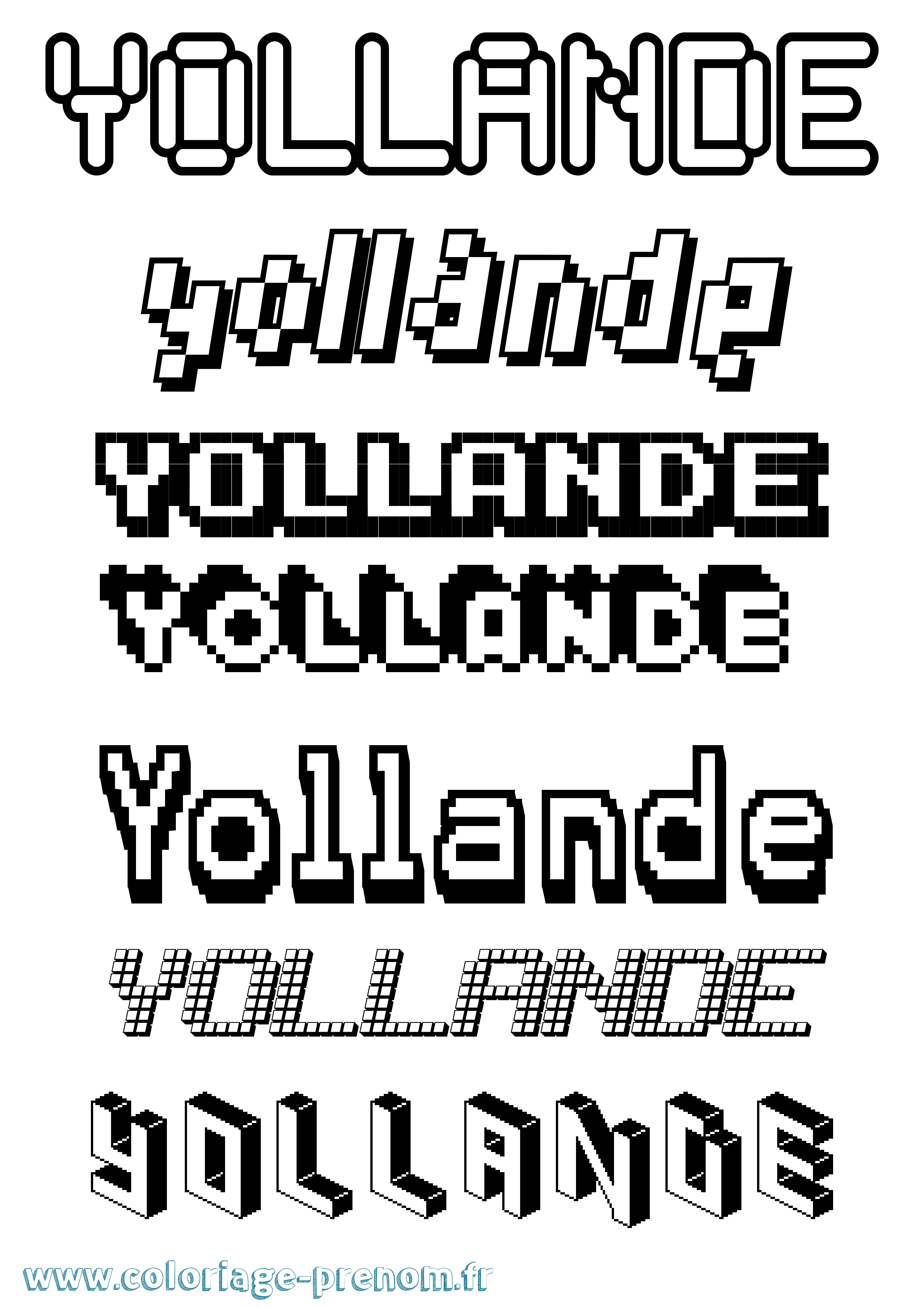 Coloriage Yollande Pixel Coloriage prénom Yollande Pixel