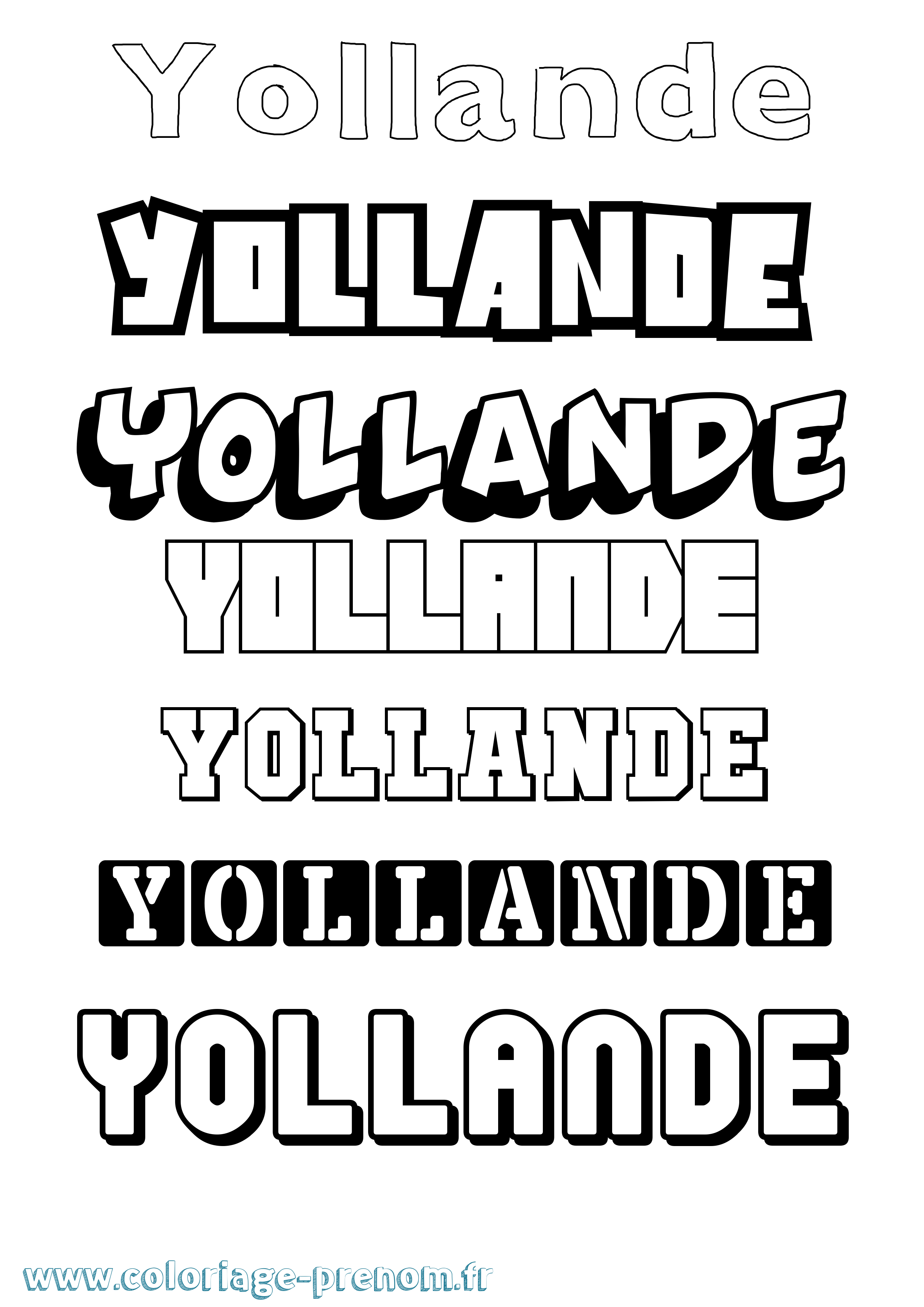 Coloriage Yollande Simple Coloriage prénom Yollande Simple
