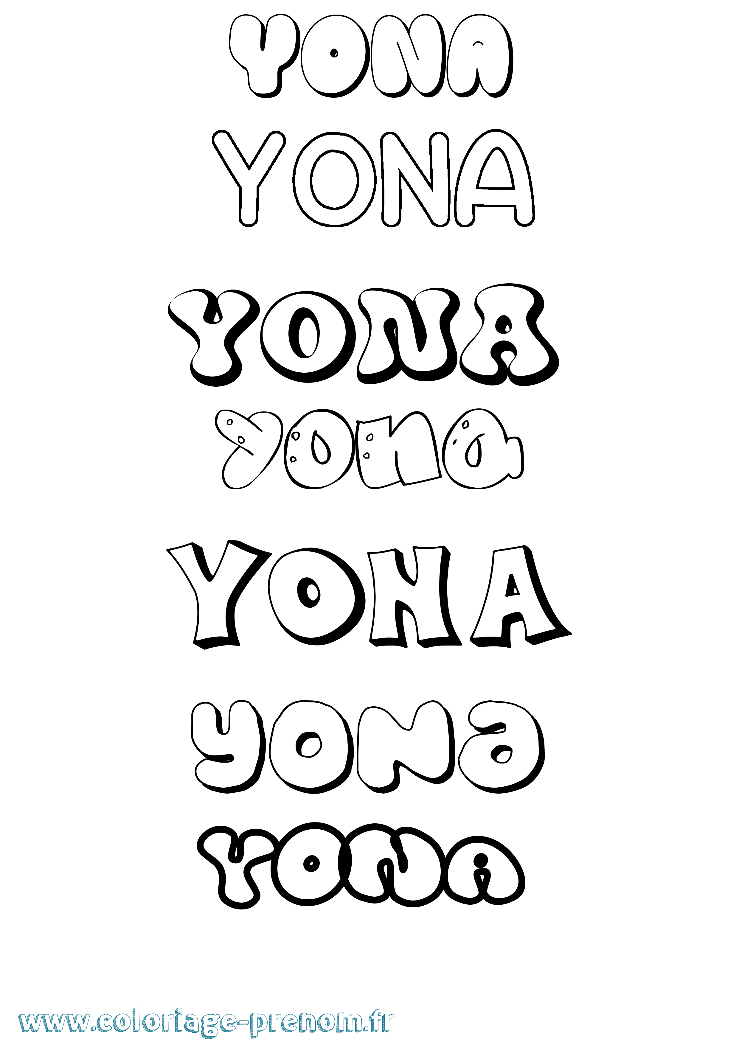 Coloriage Yona Bubble Coloriage prénom Yona Bubble