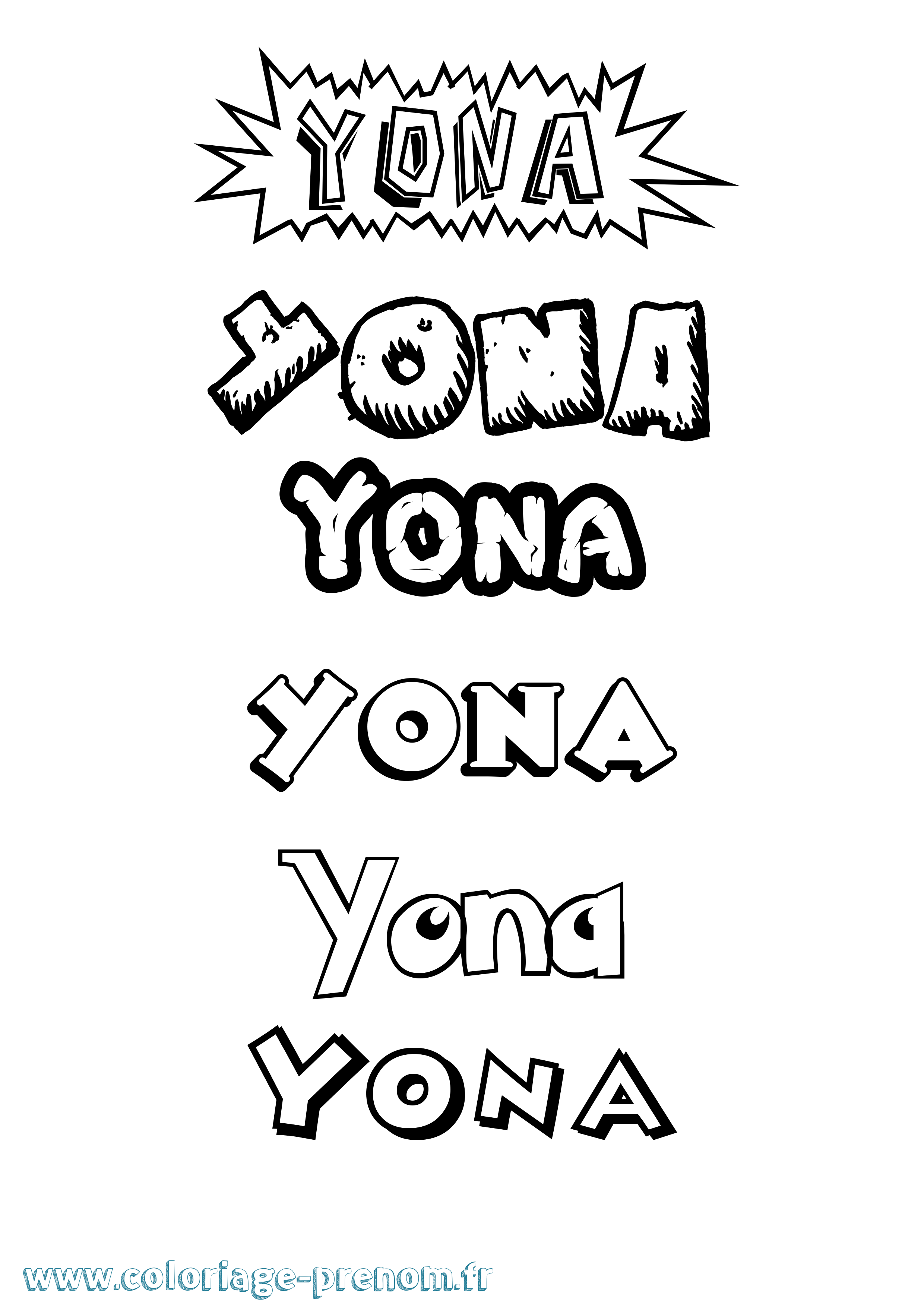 Coloriage Yona Dessin Animé Coloriage prénom Yona Dessin Animé
