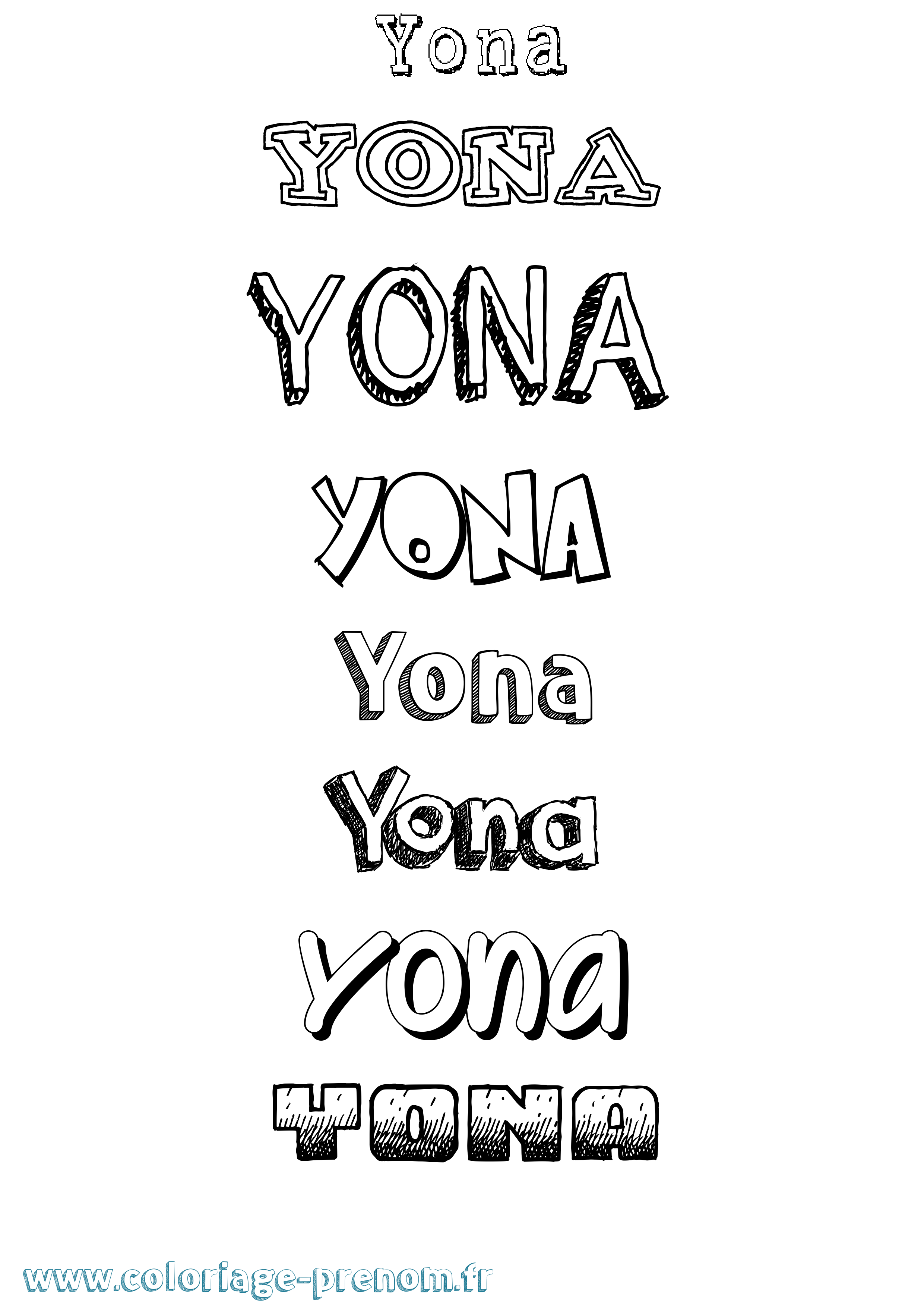 Coloriage Yona Dessiné Coloriage prénom Yona Dessiné