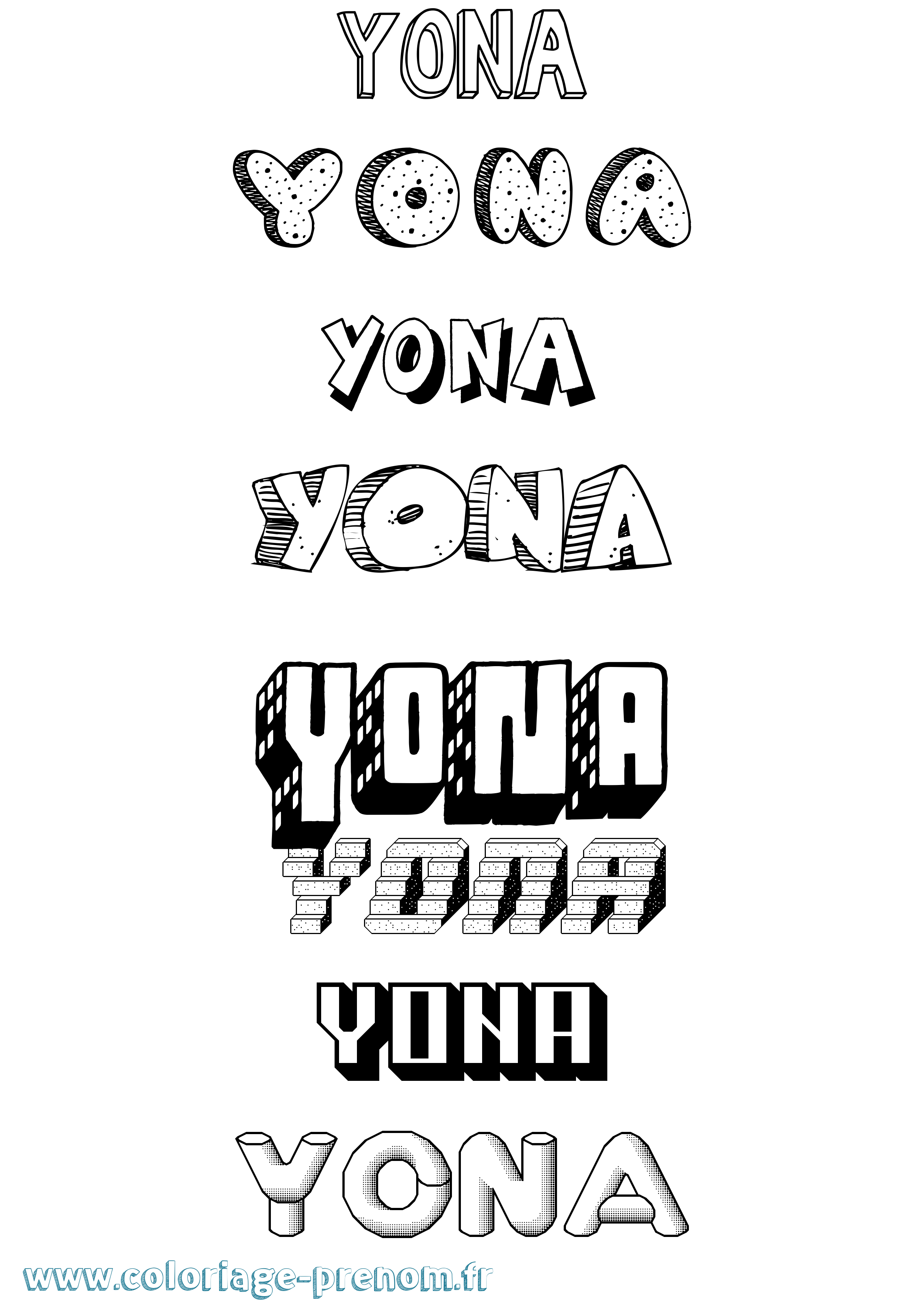 Coloriage Yona Effet 3D Coloriage prénom Yona Effet 3D