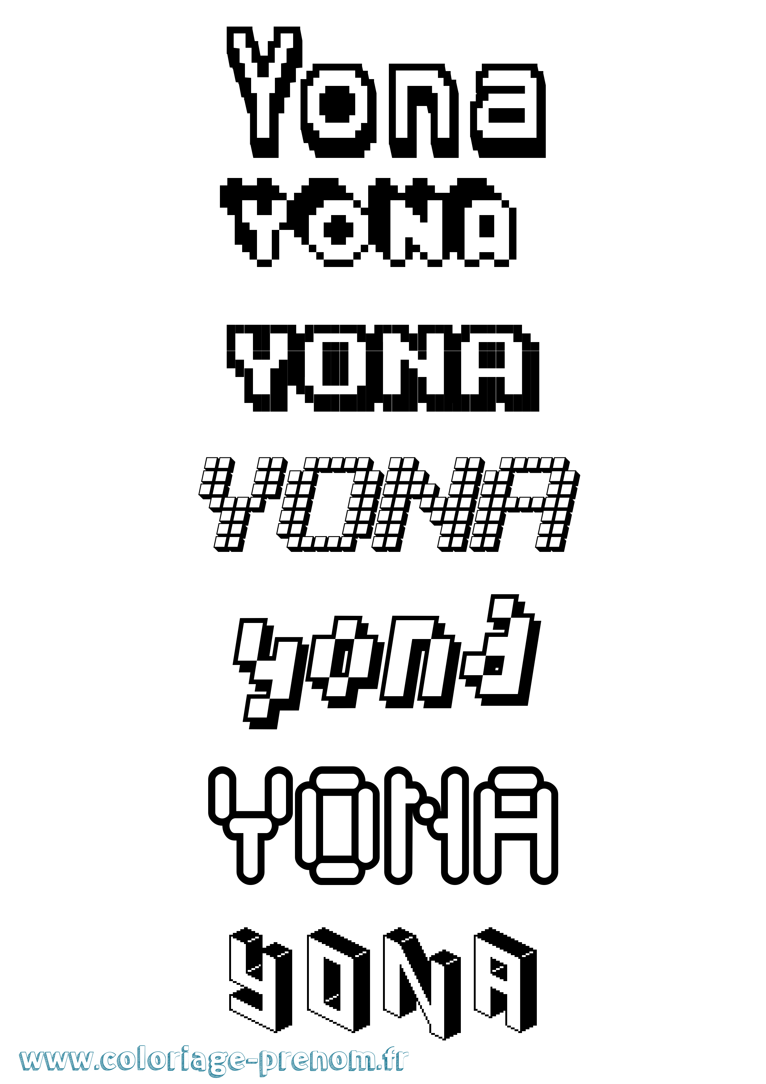 Coloriage Yona Pixel Coloriage prénom Yona Pixel
