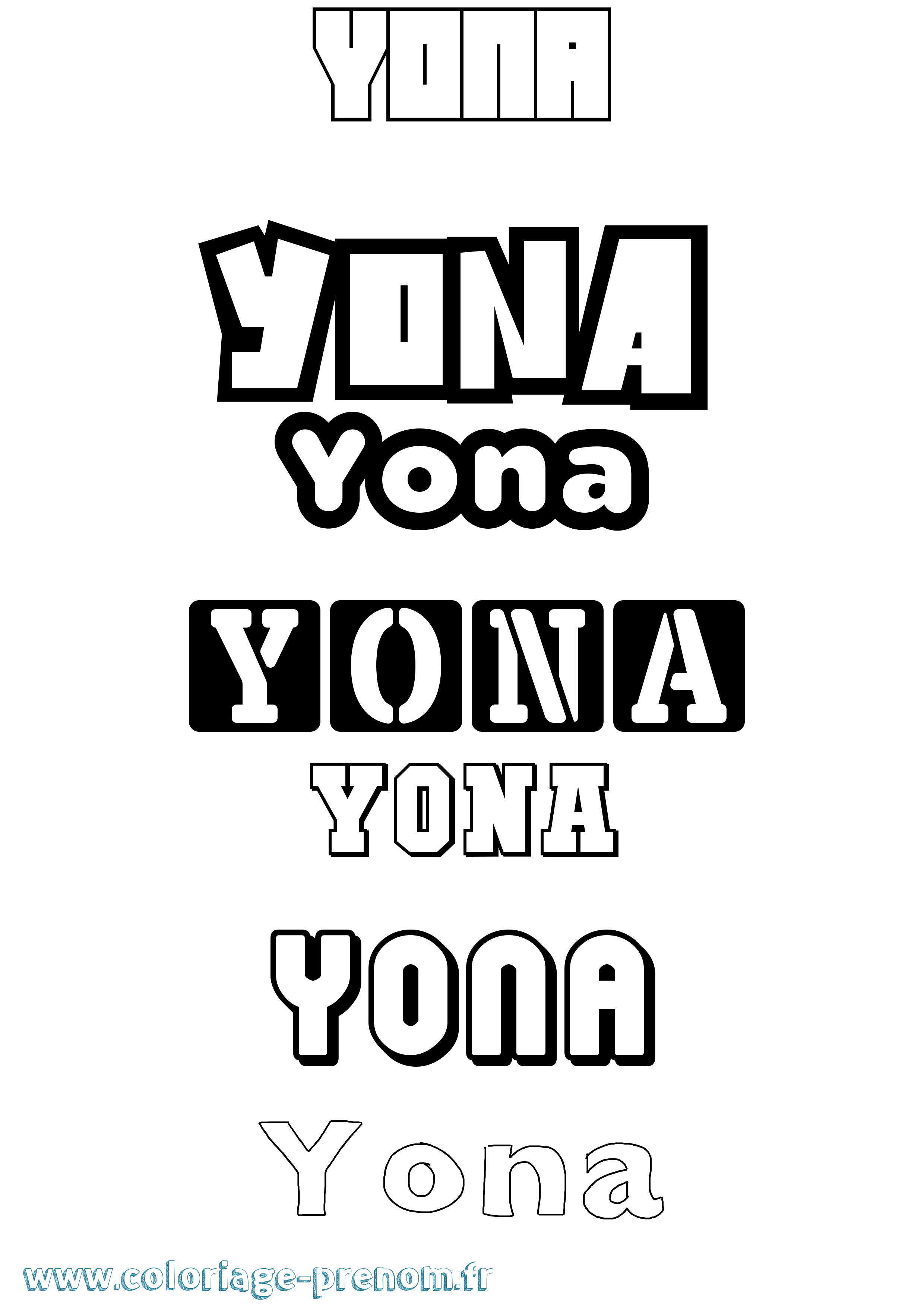 Coloriage Yona Simple Coloriage prénom Yona Simple