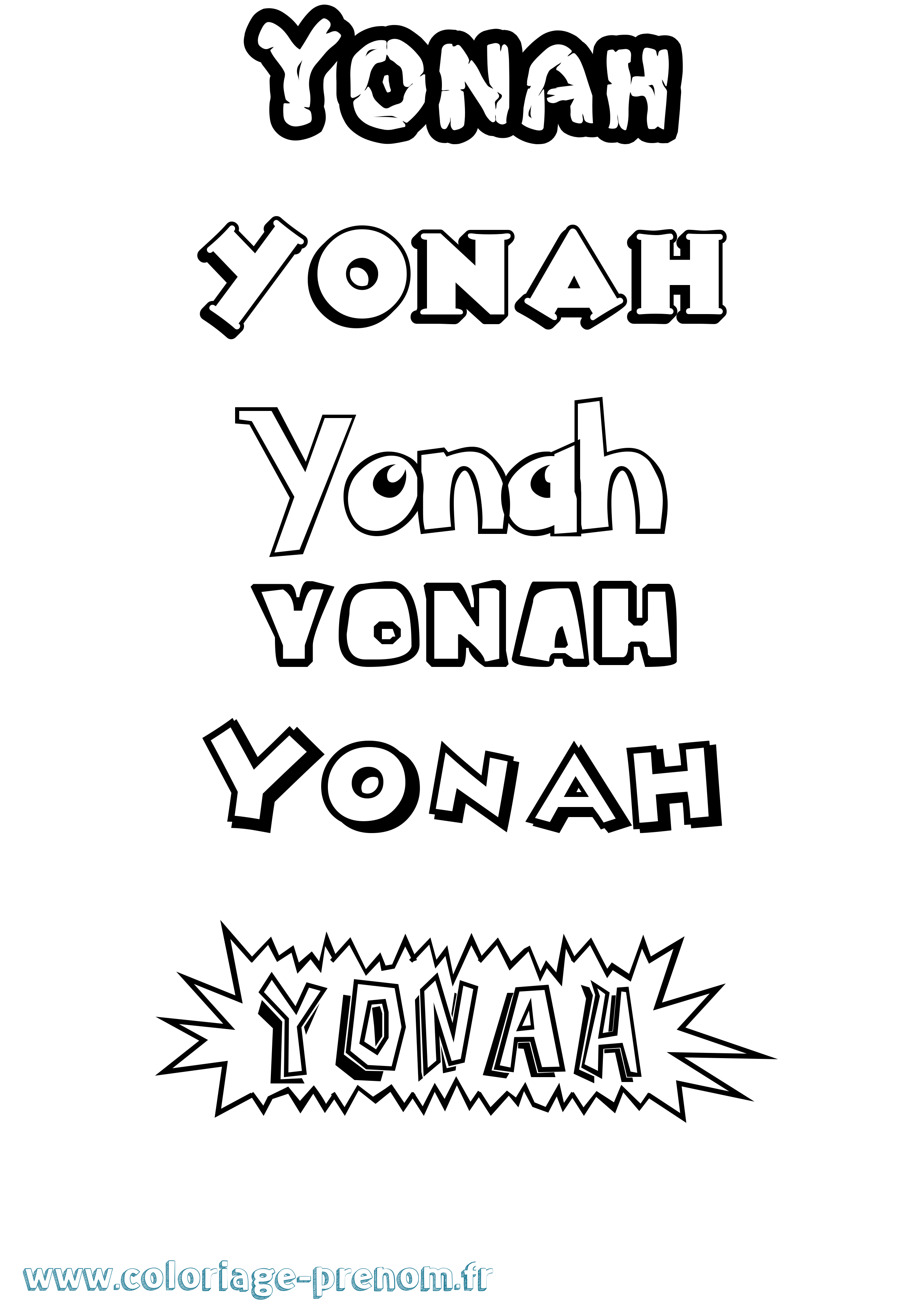Coloriage Yonah Dessin Animé Coloriage prénom Yonah Dessin Animé