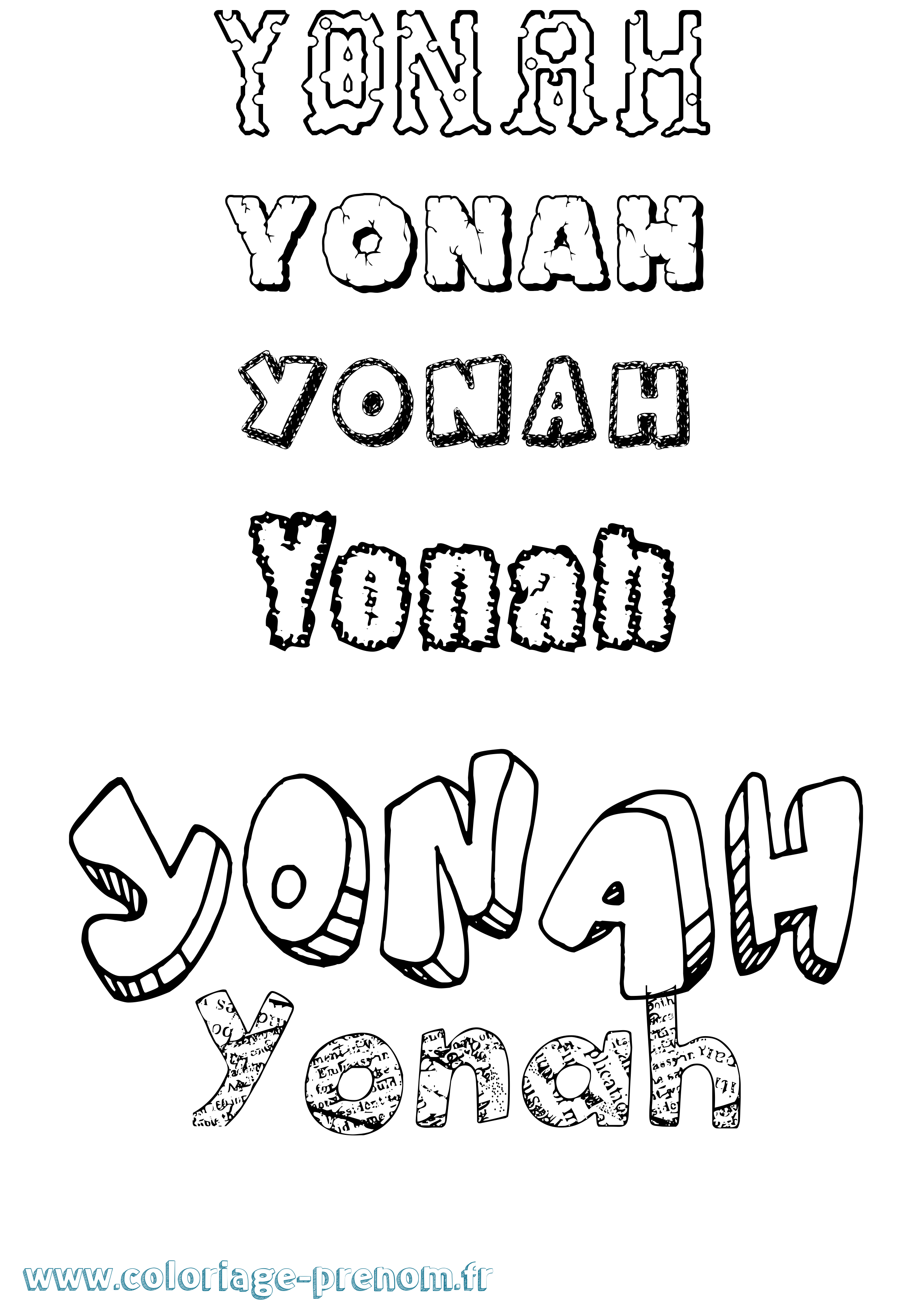 Coloriage Yonah Destructuré Coloriage prénom Yonah Destructuré