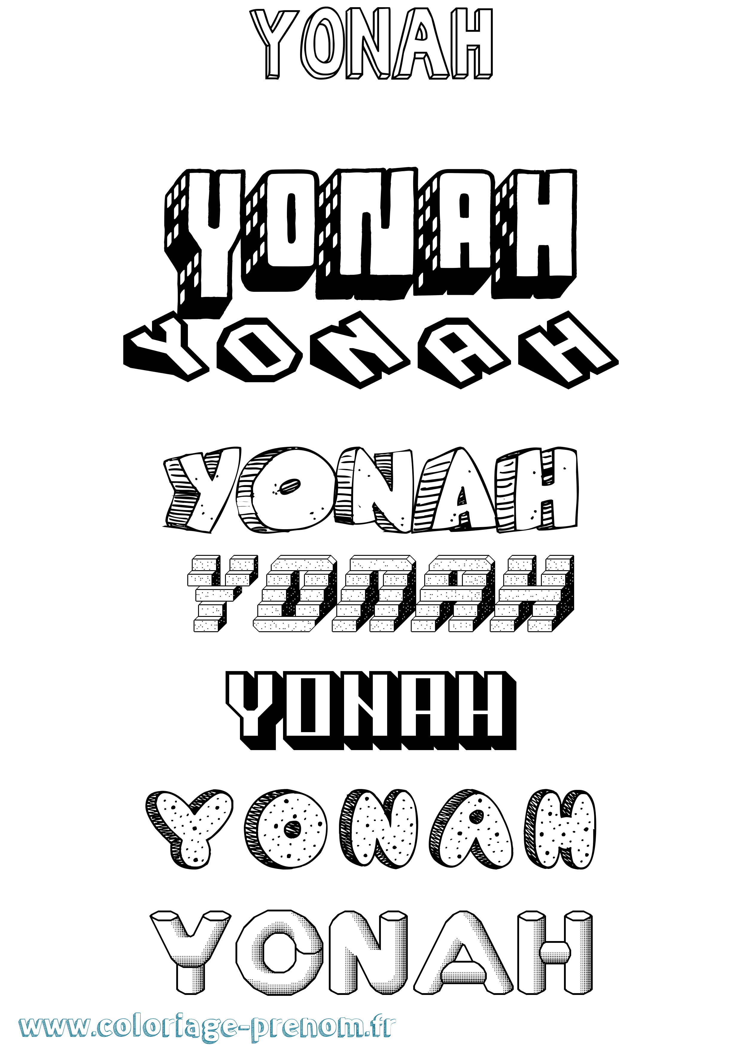 Coloriage Yonah Effet 3D Coloriage prénom Yonah Effet 3D