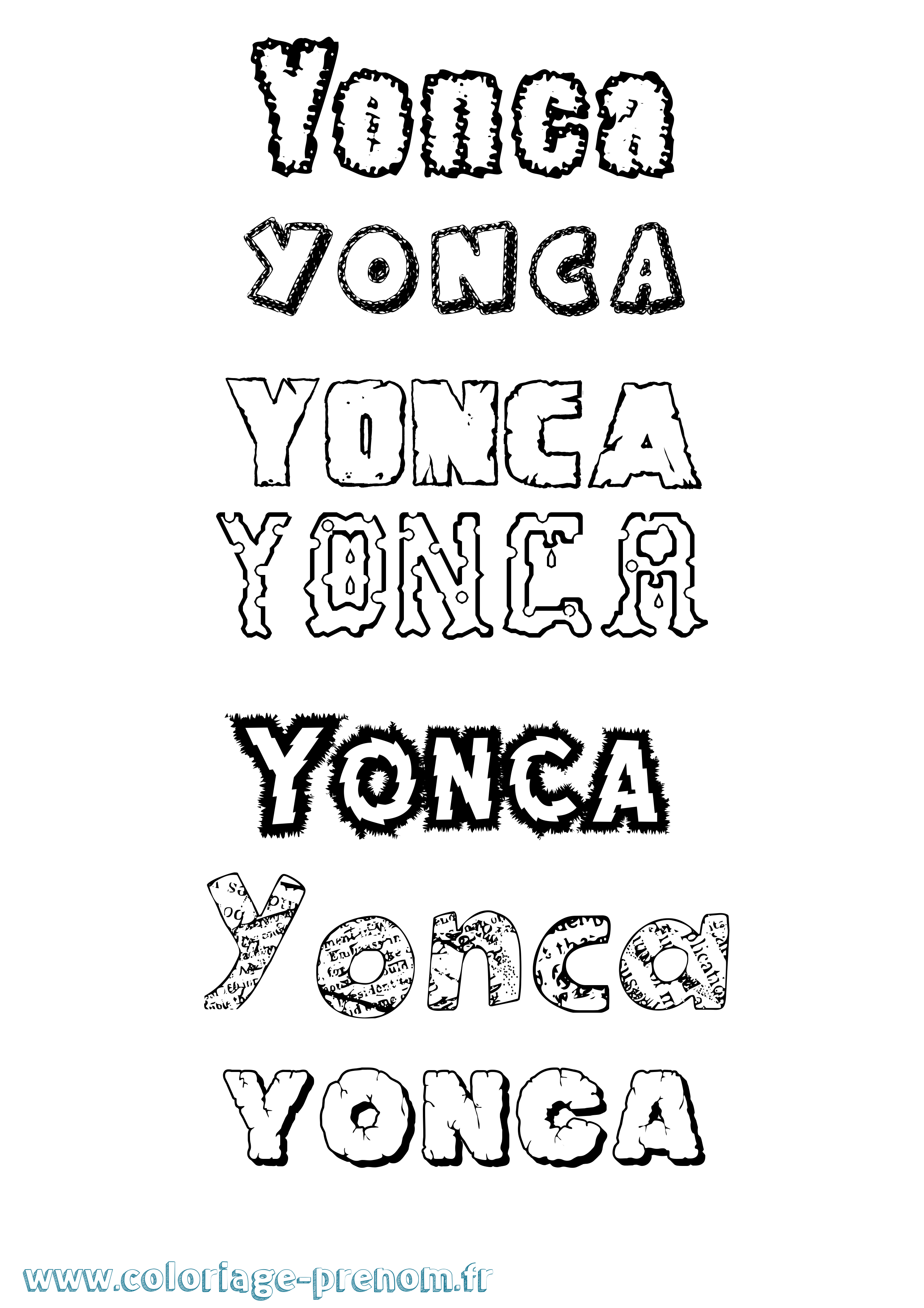 Coloriage Yonca Destructuré Coloriage prénom Yonca Destructuré