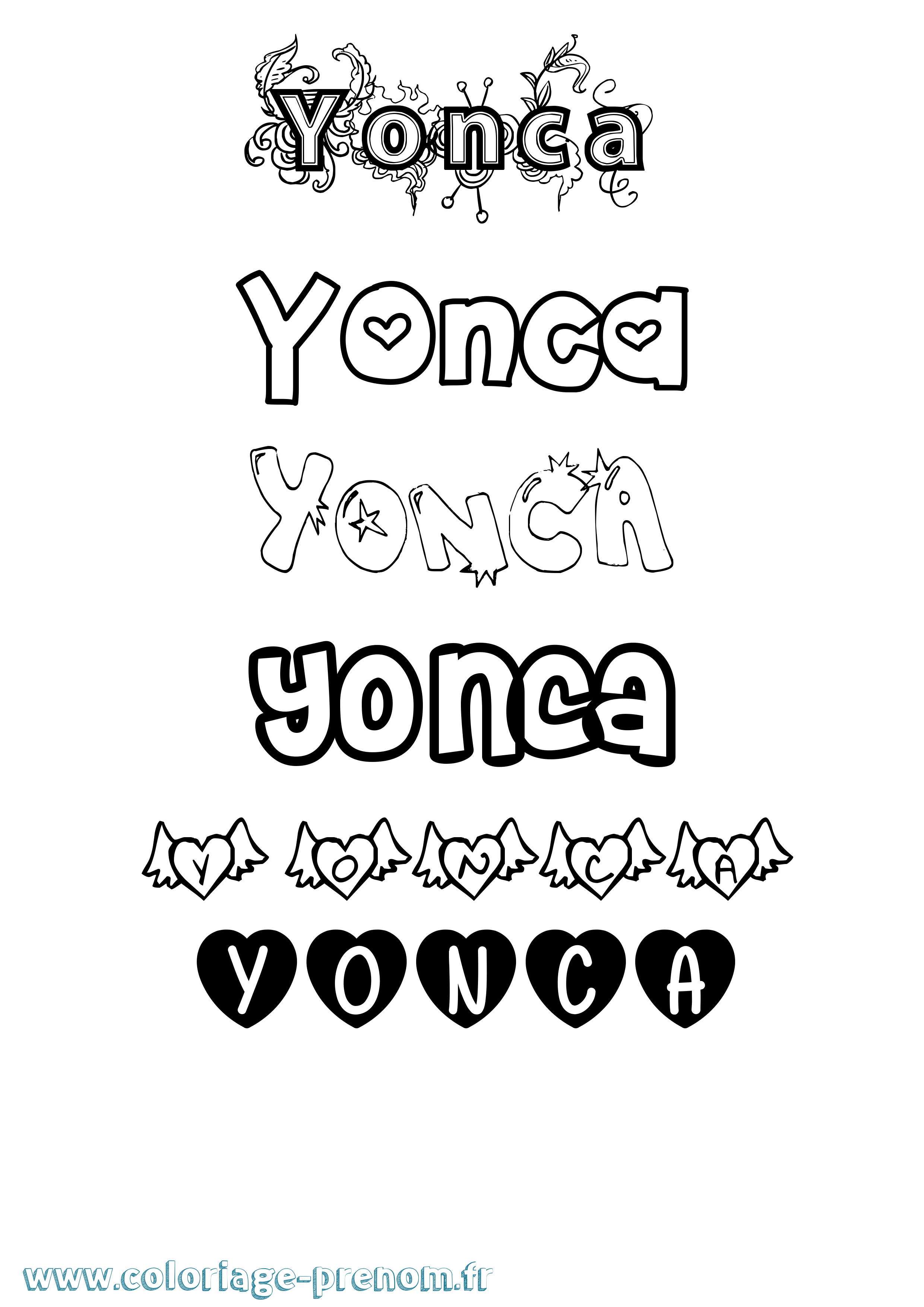 Coloriage Yonca Girly Coloriage prénom Yonca Girly