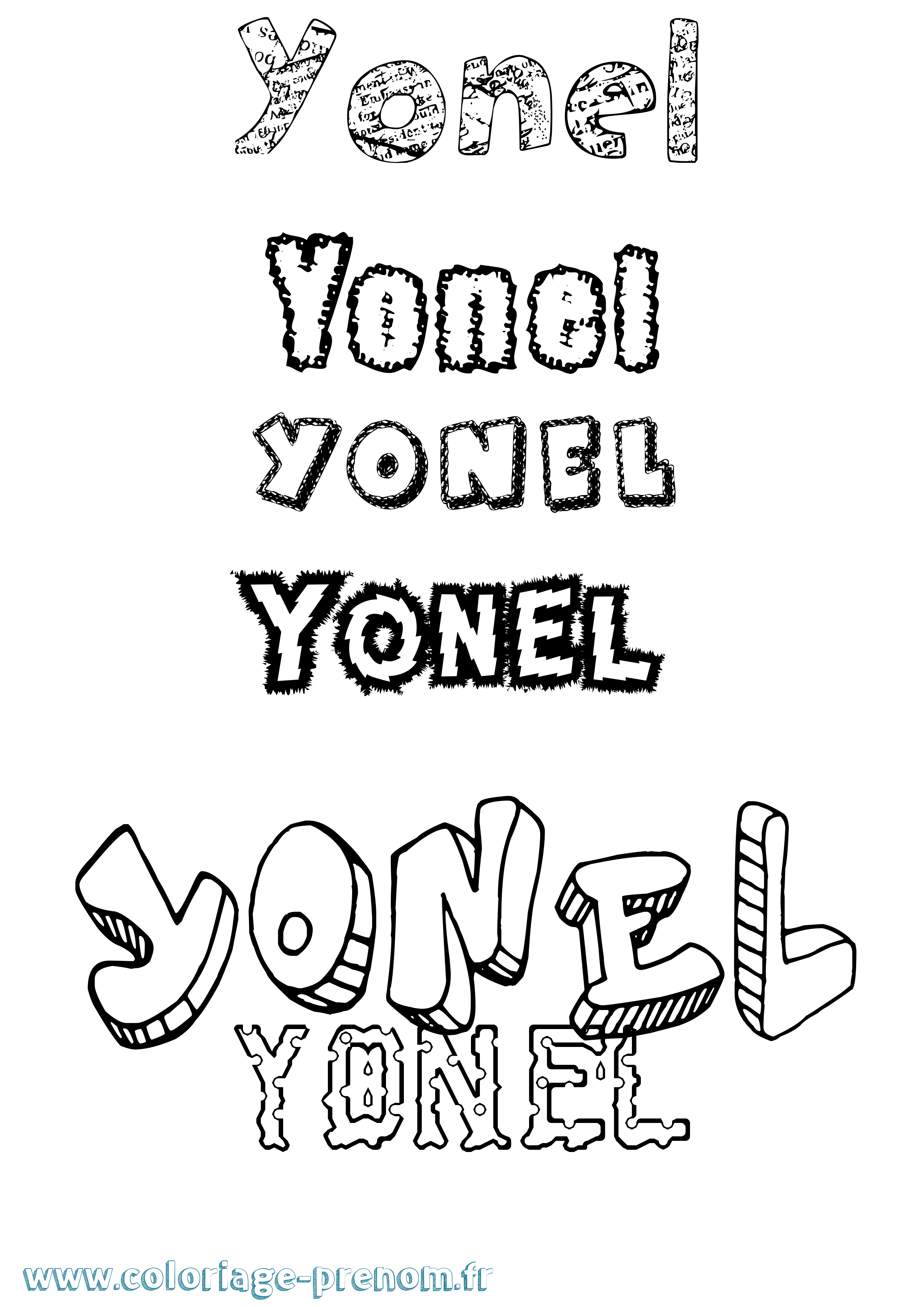 Coloriage Yonel Destructuré Coloriage prénom Yonel Destructuré