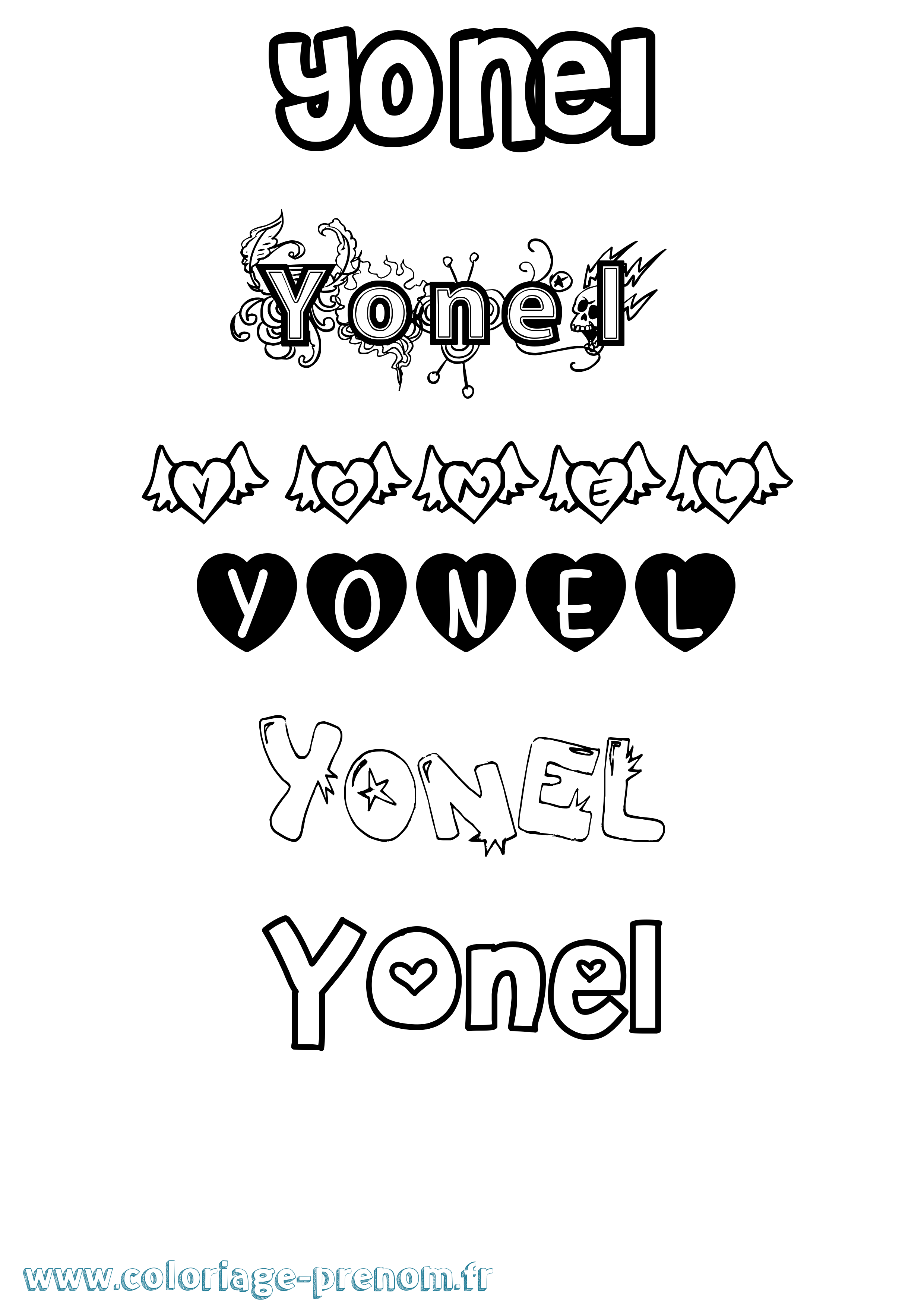 Coloriage Yonel Girly Coloriage prénom Yonel Girly