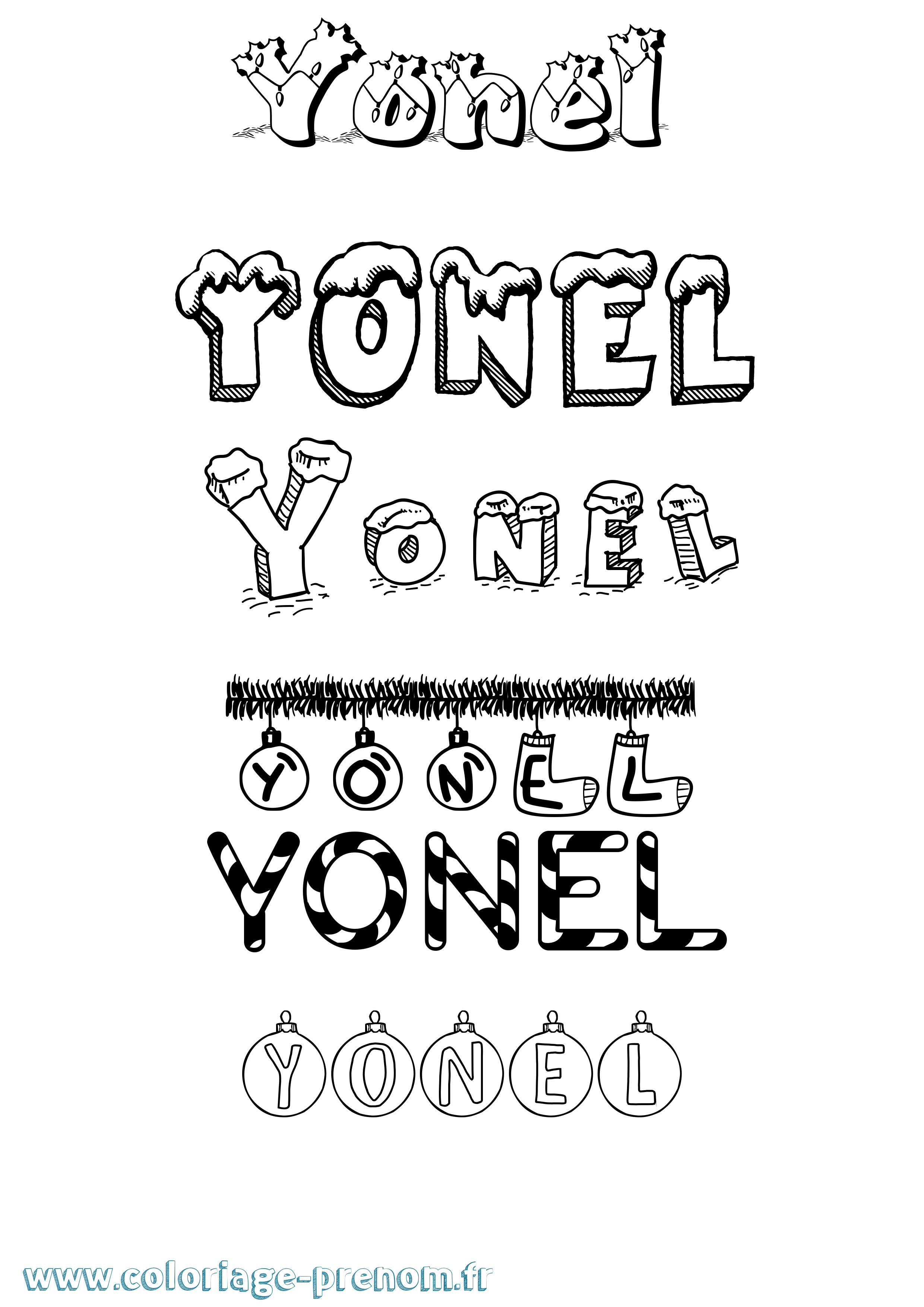 Coloriage Yonel Noël Coloriage prénom Yonel Noël