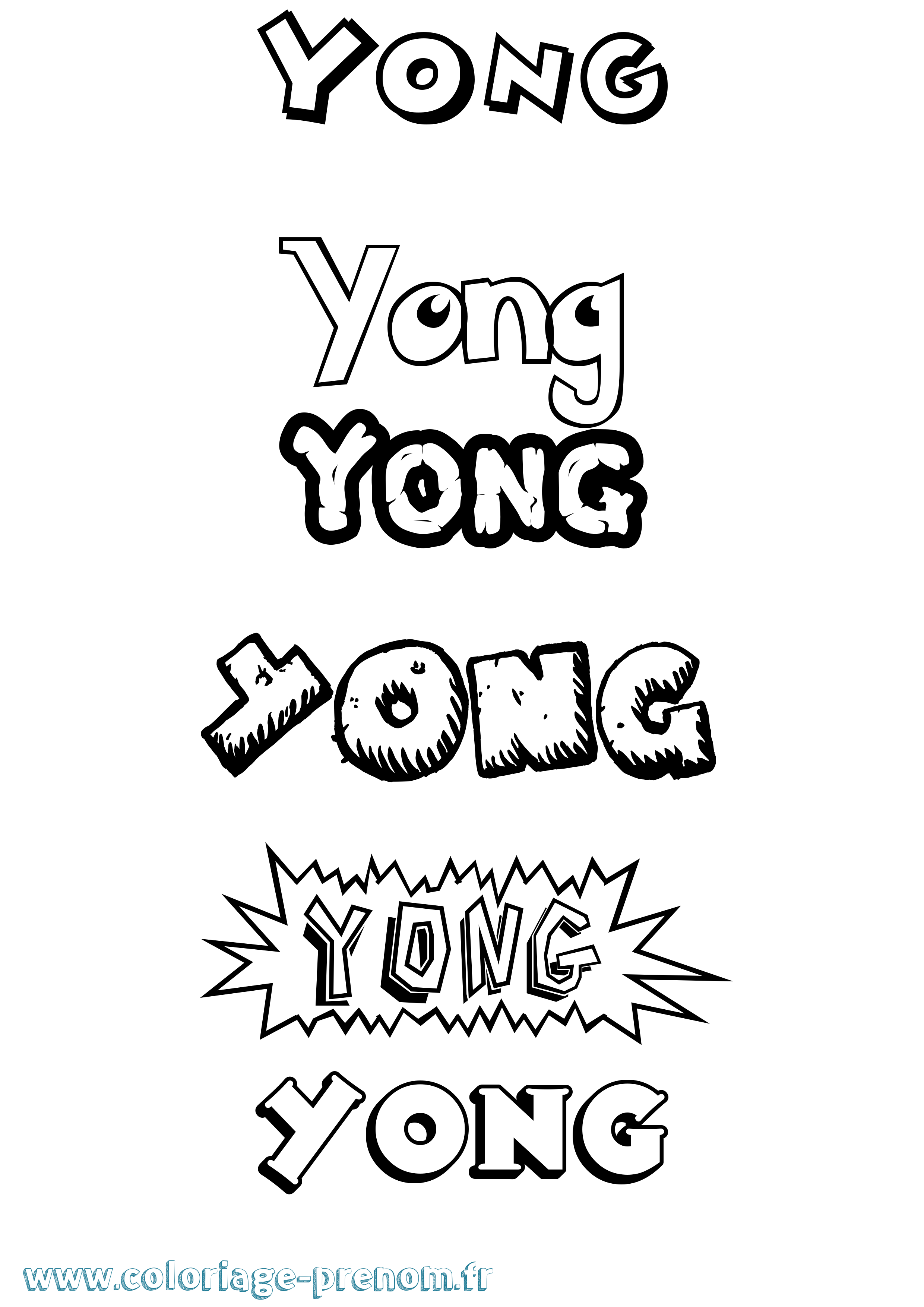 Coloriage Yong Dessin Animé Coloriage prénom Yong Dessin Animé