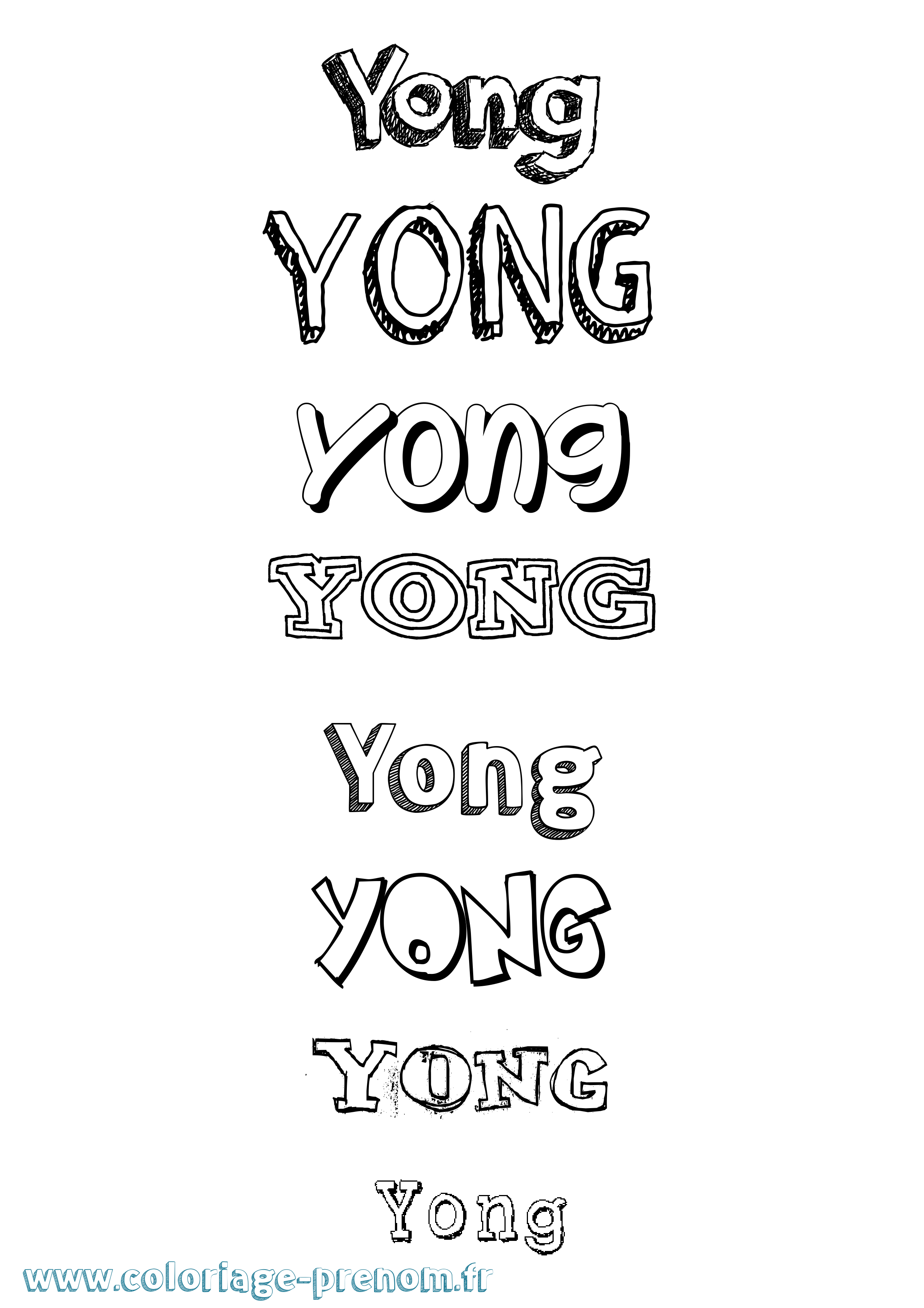 Coloriage Yong Dessiné Coloriage prénom Yong Dessiné