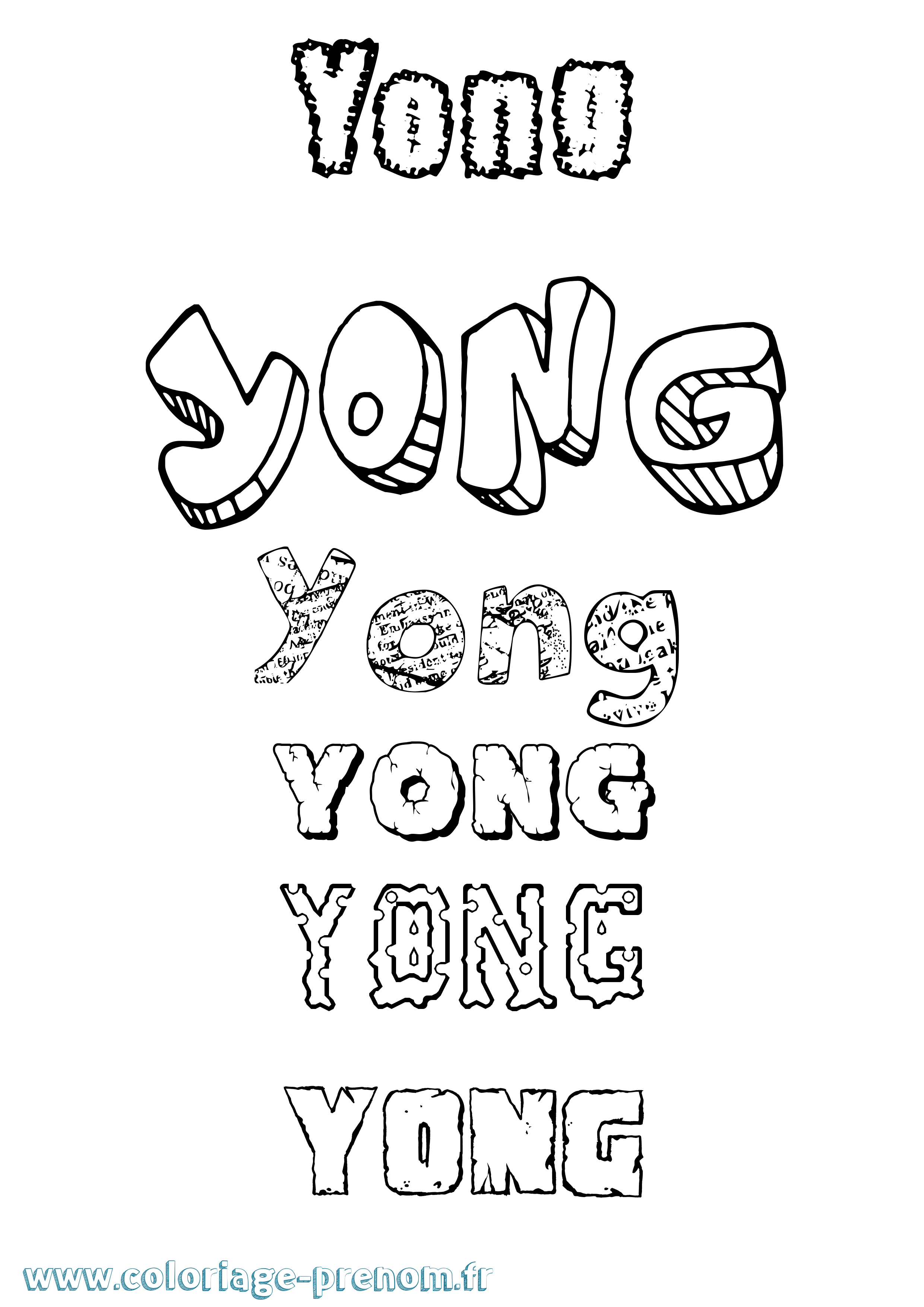 Coloriage Yong Destructuré Coloriage prénom Yong Destructuré
