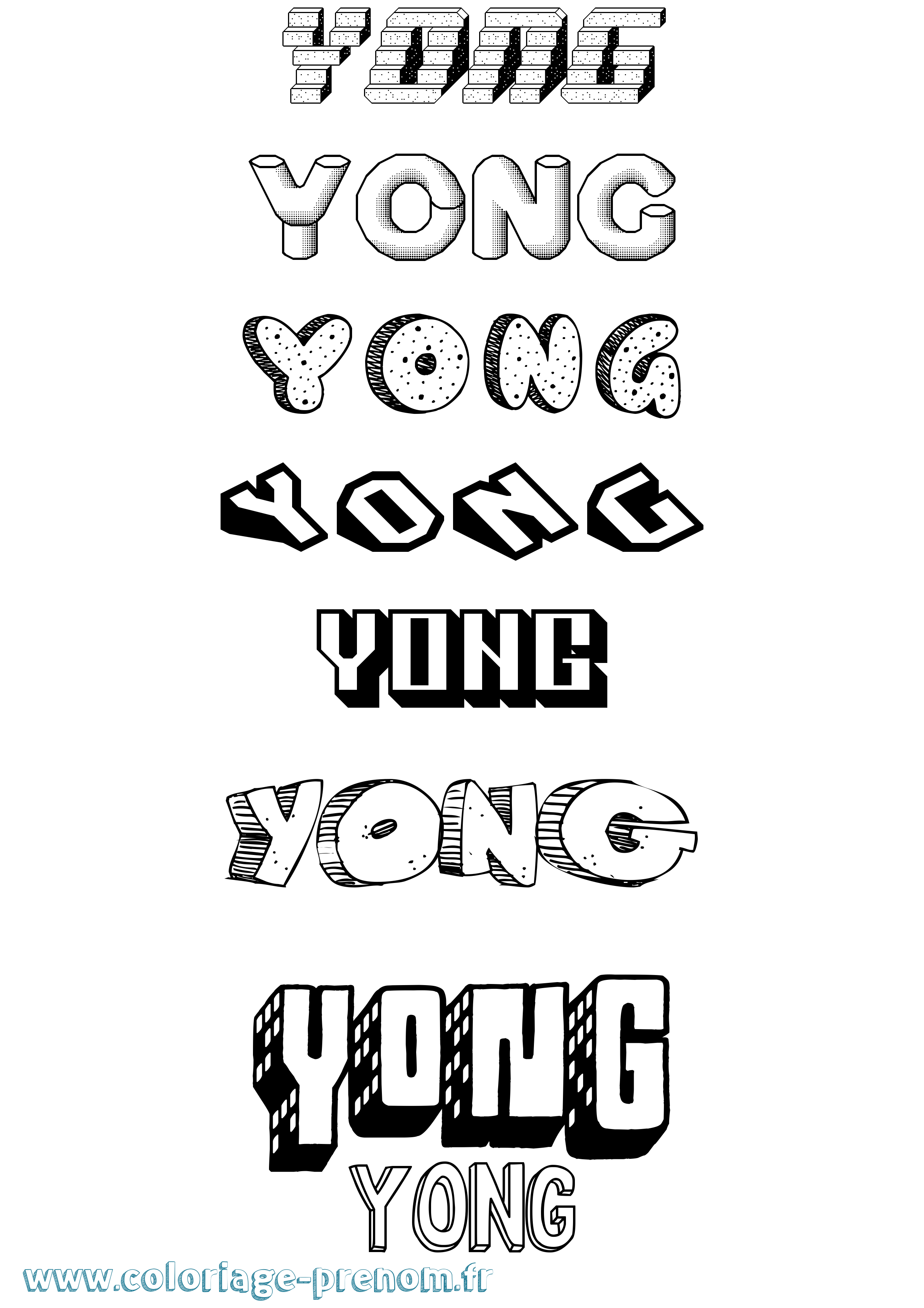 Coloriage Yong Effet 3D Coloriage prénom Yong Effet 3D