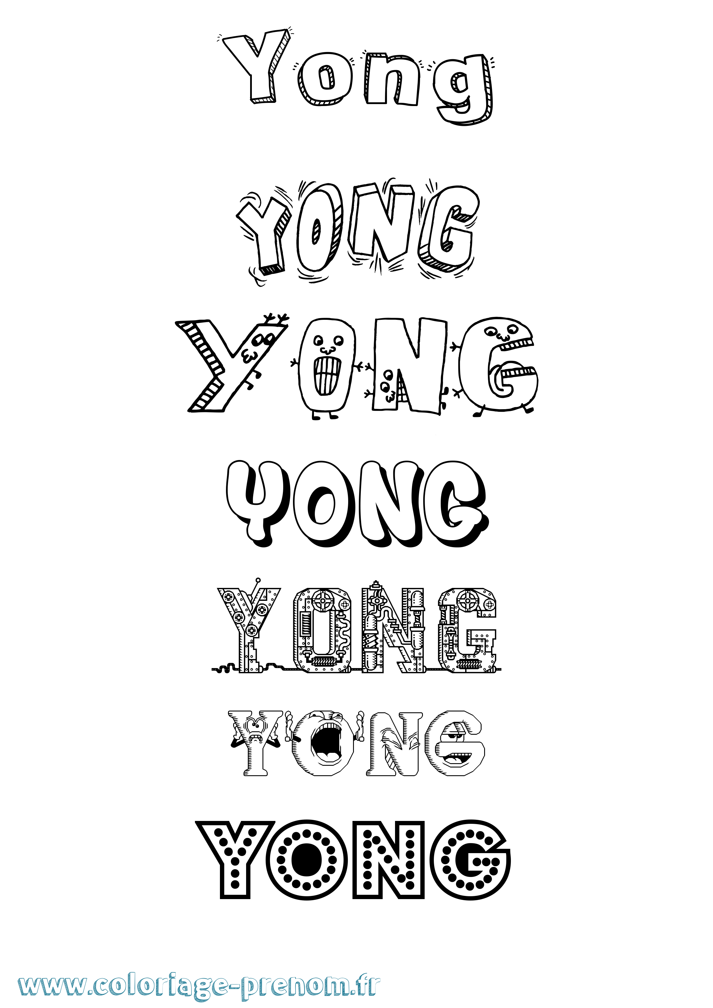 Coloriage Yong Fun Coloriage prénom Yong Fun