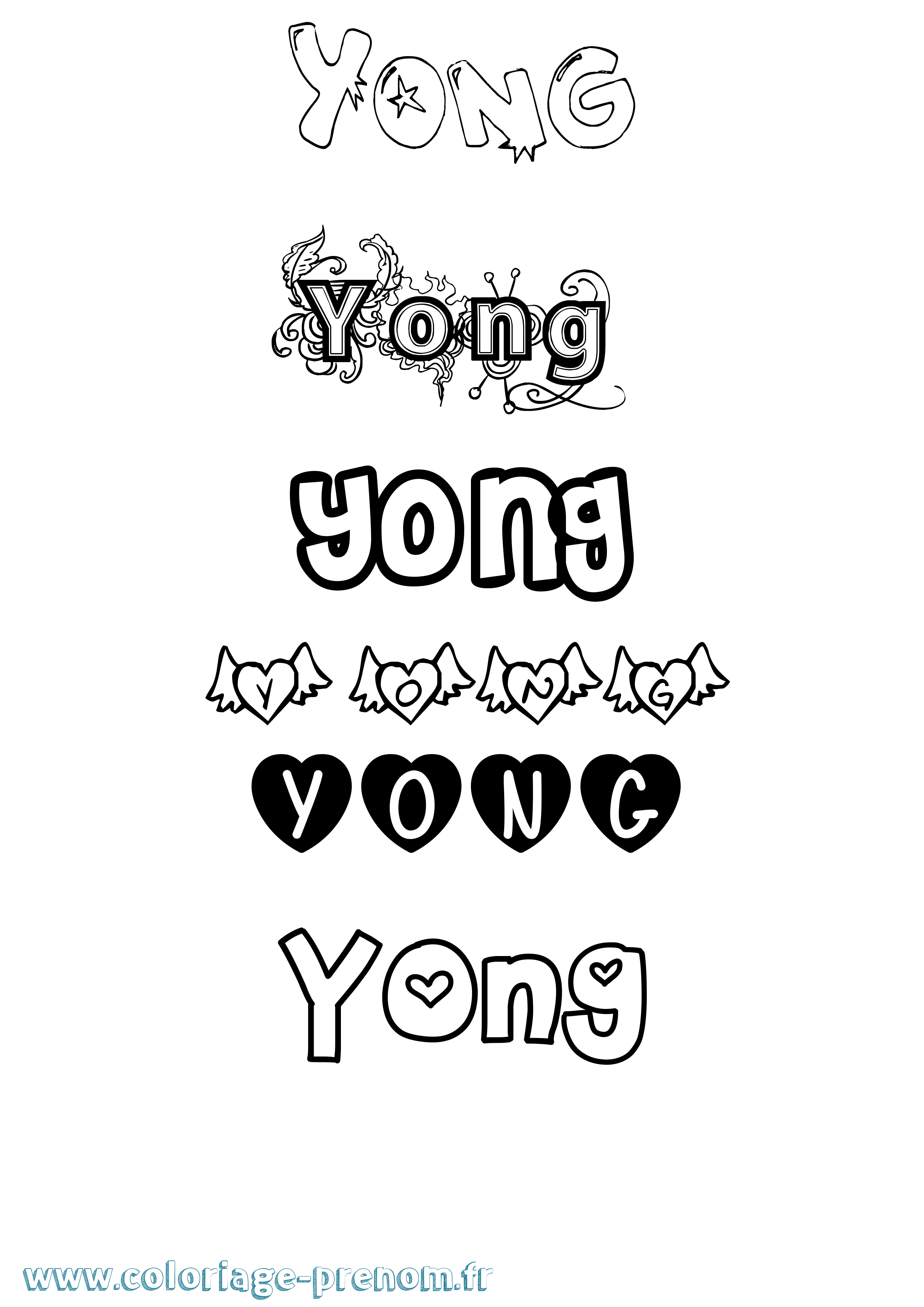 Coloriage Yong Girly Coloriage prénom Yong Girly