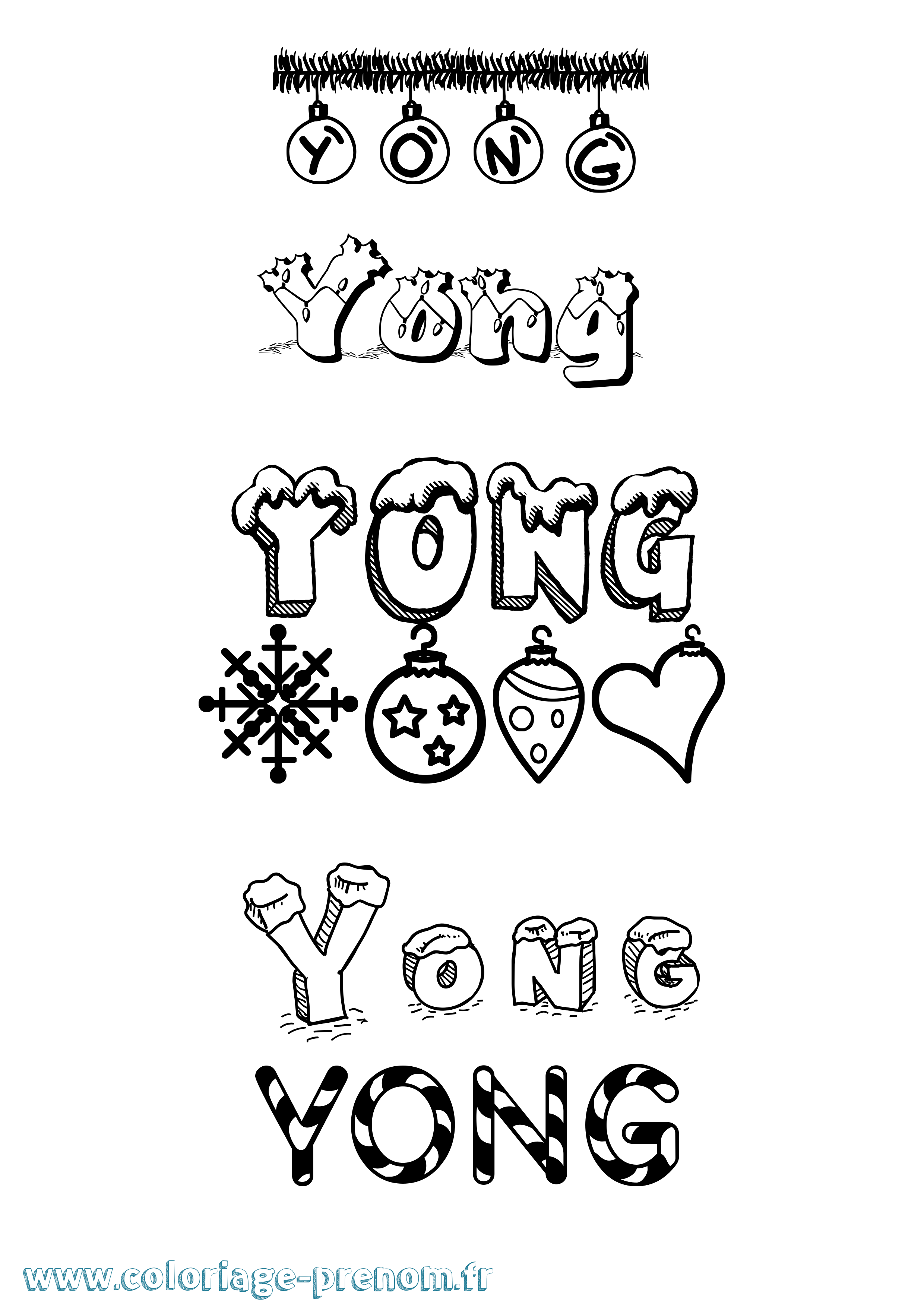 Coloriage Yong Noël Coloriage prénom Yong Noël