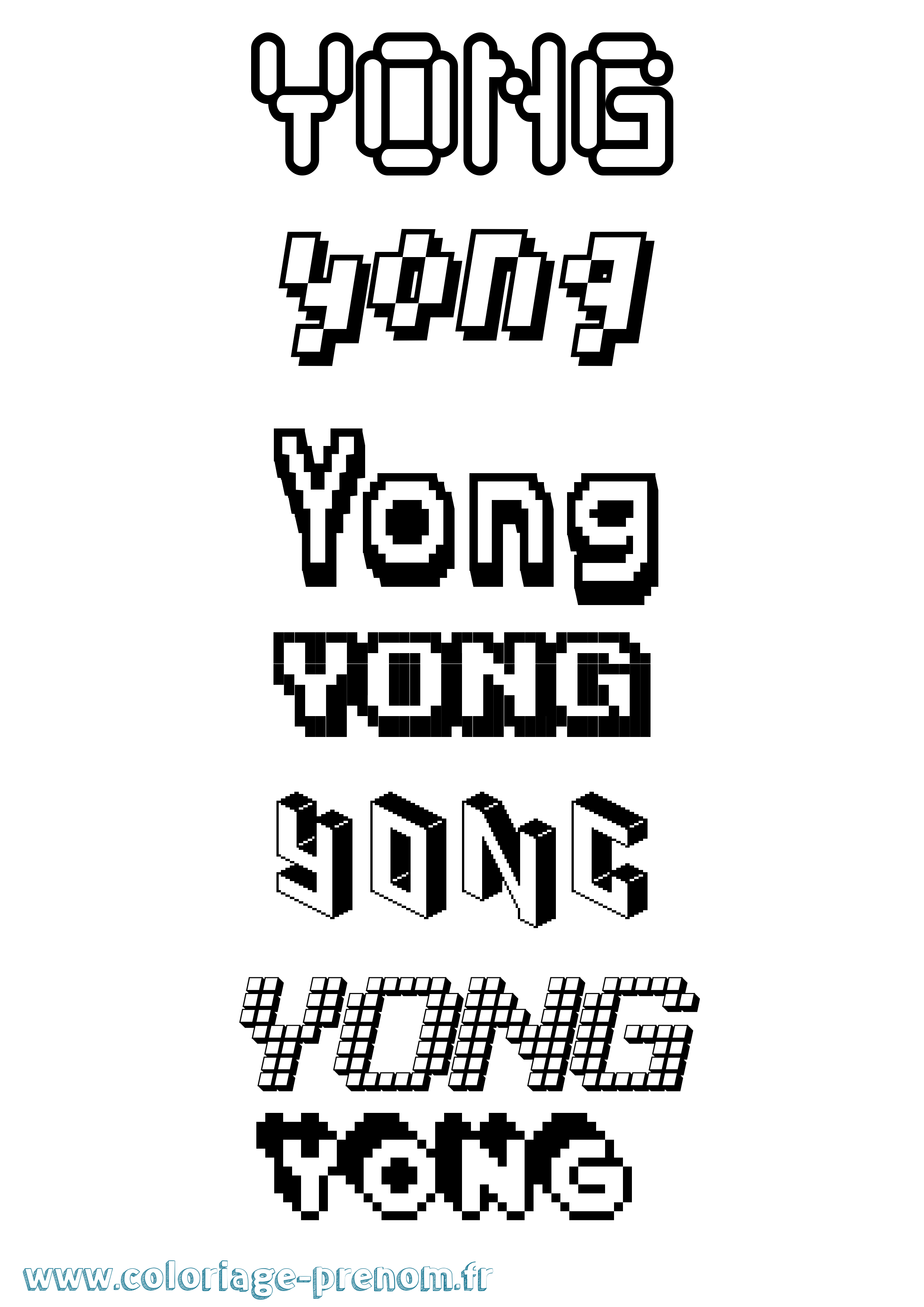 Coloriage Yong Pixel Coloriage prénom Yong Pixel