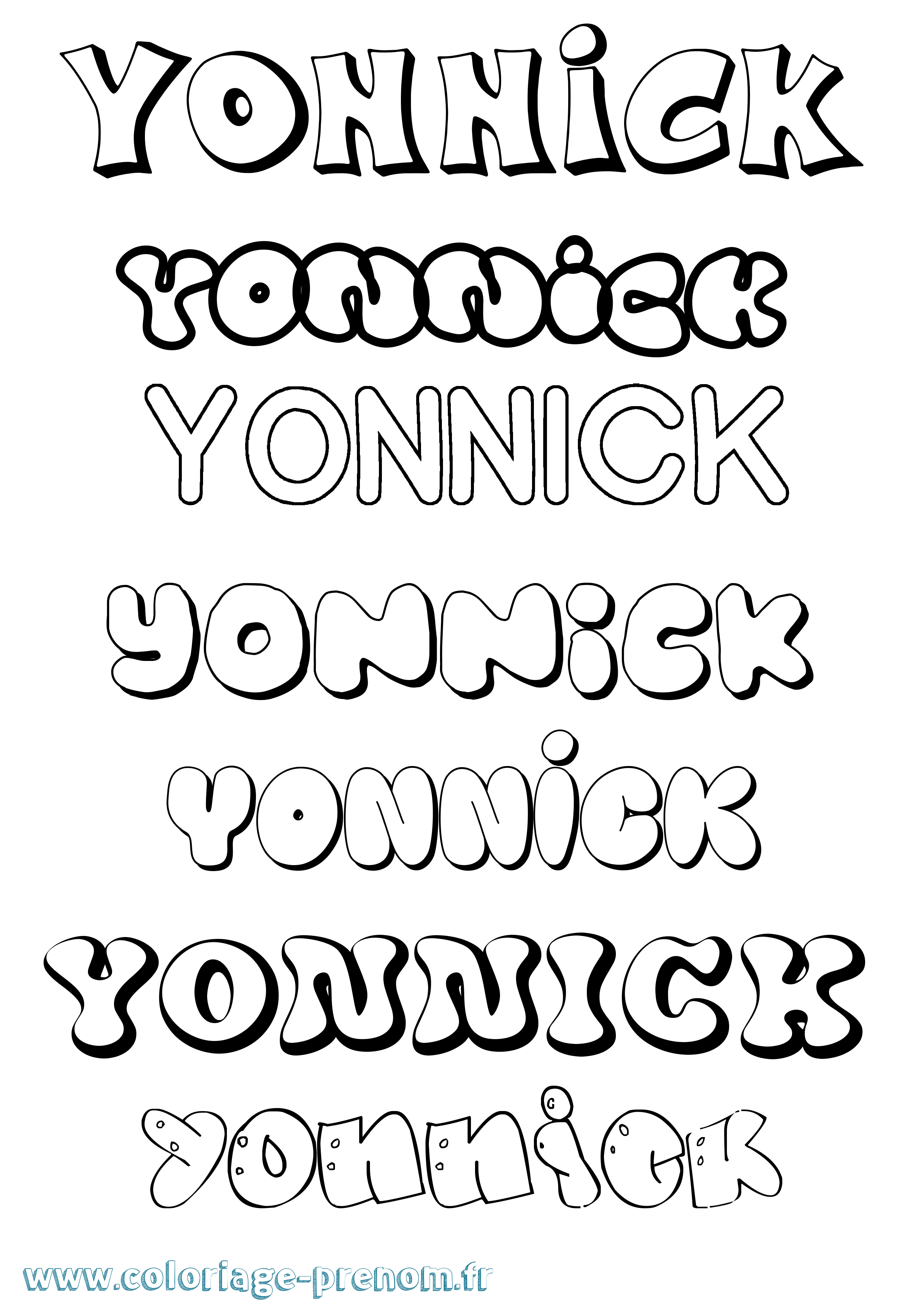 Coloriage Yonnick Bubble Coloriage prénom Yonnick Bubble
