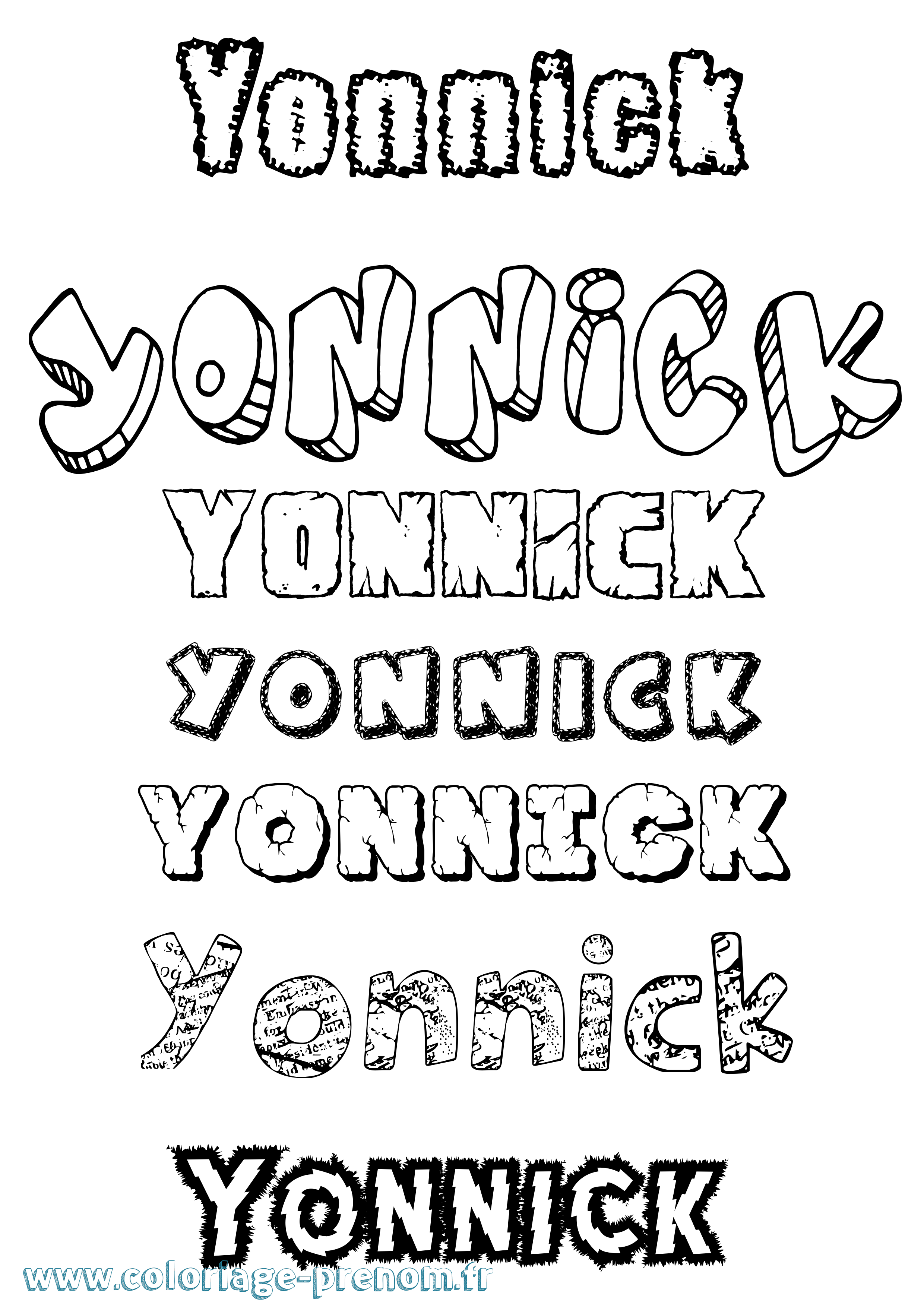 Coloriage Yonnick Destructuré Coloriage prénom Yonnick Destructuré