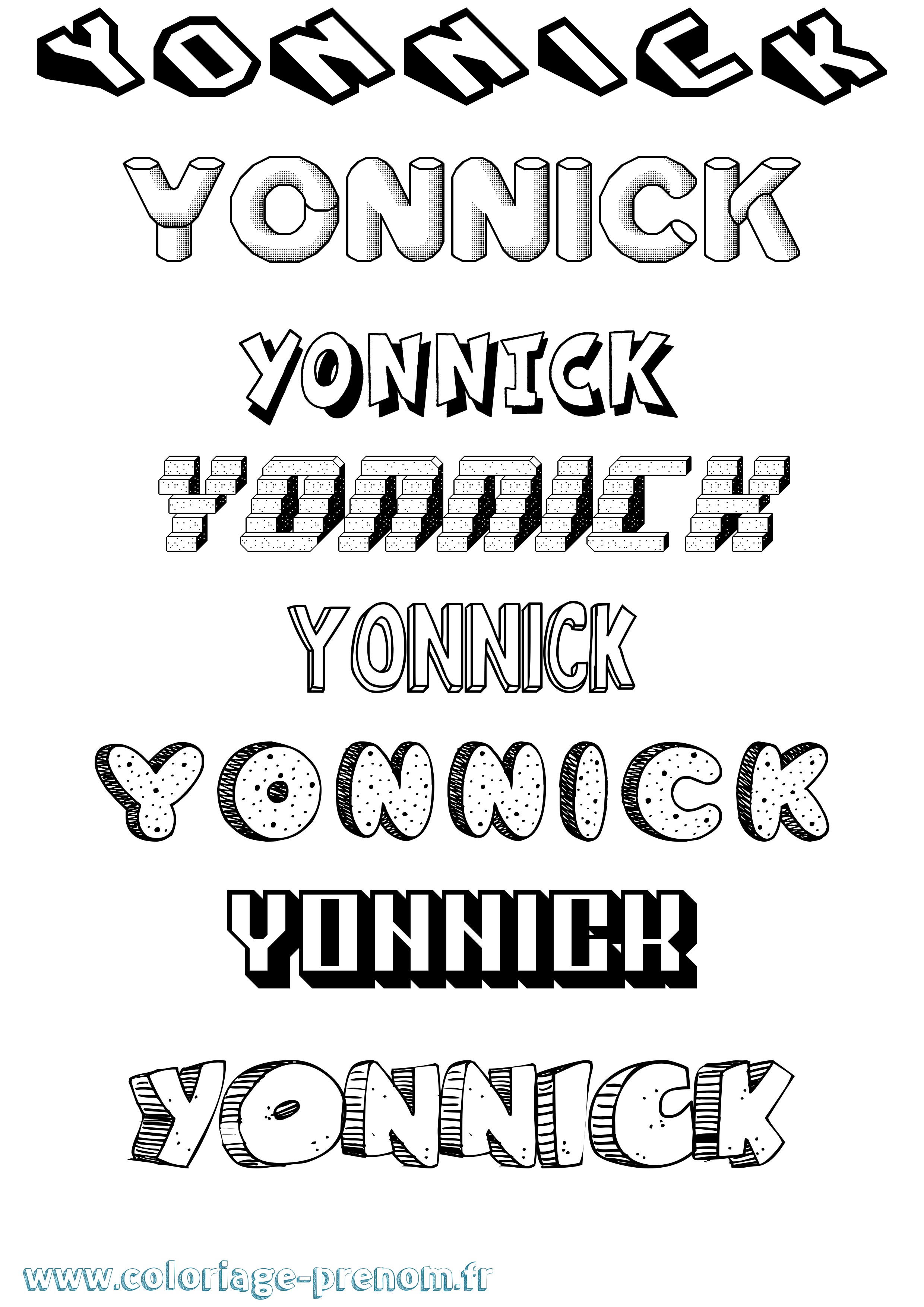 Coloriage Yonnick Effet 3D Coloriage prénom Yonnick Effet 3D