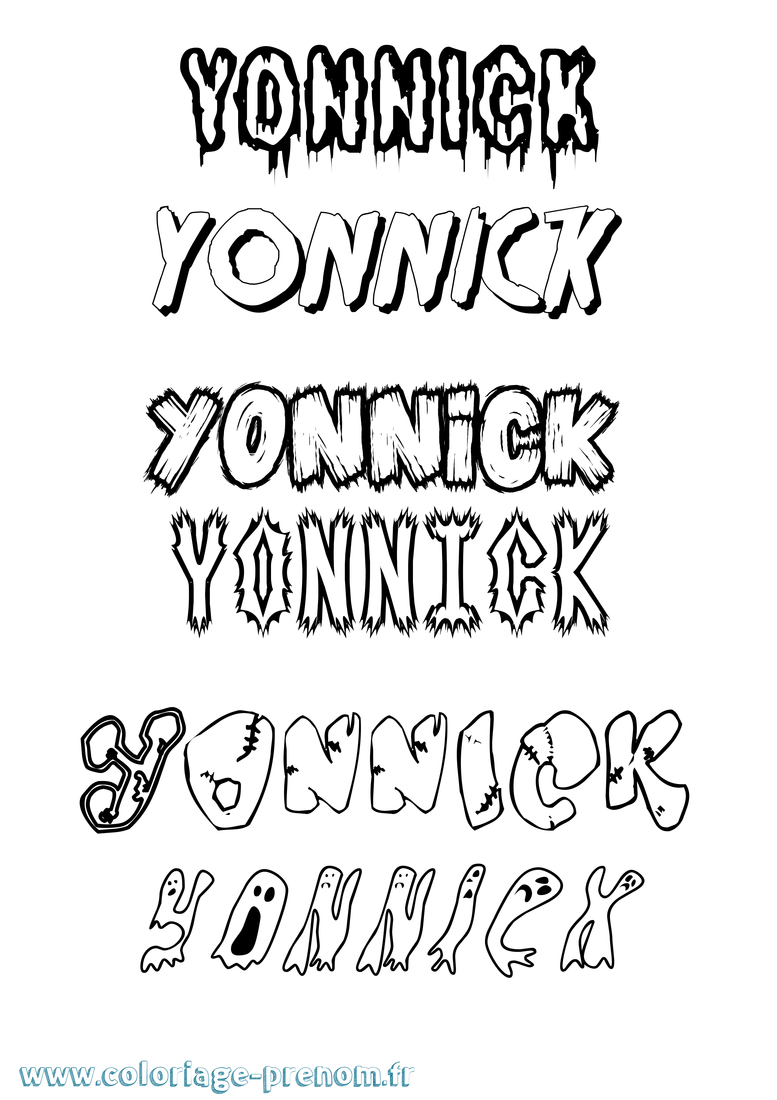 Coloriage Yonnick Frisson Coloriage prénom Yonnick Frisson