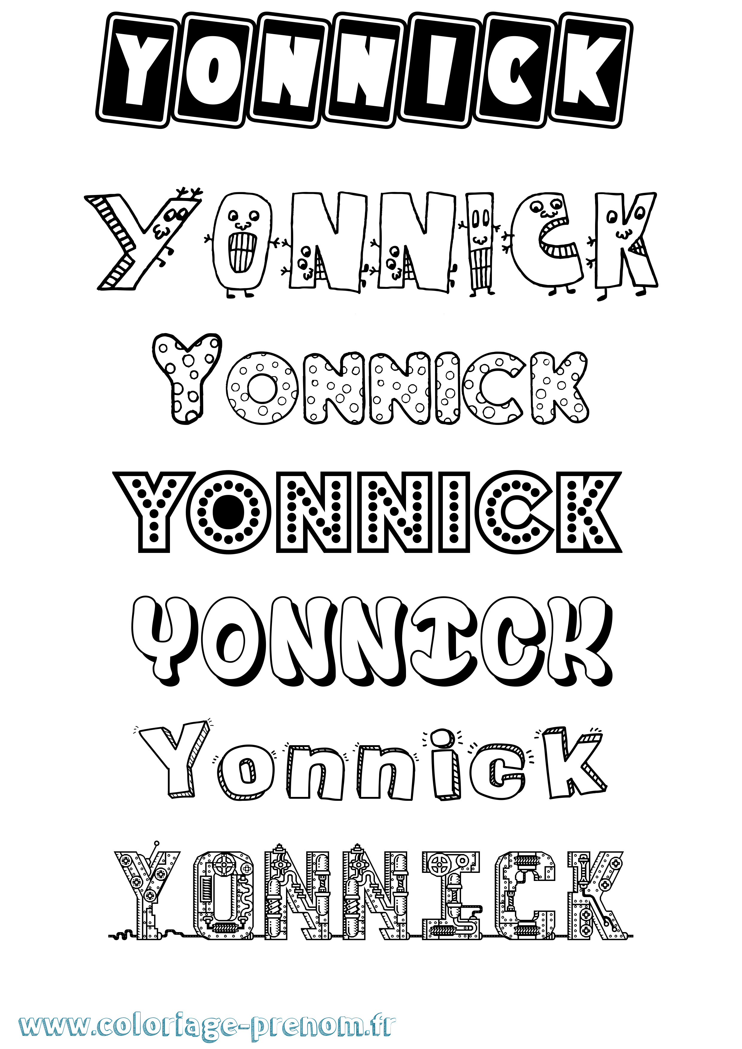 Coloriage Yonnick Fun Coloriage prénom Yonnick Fun
