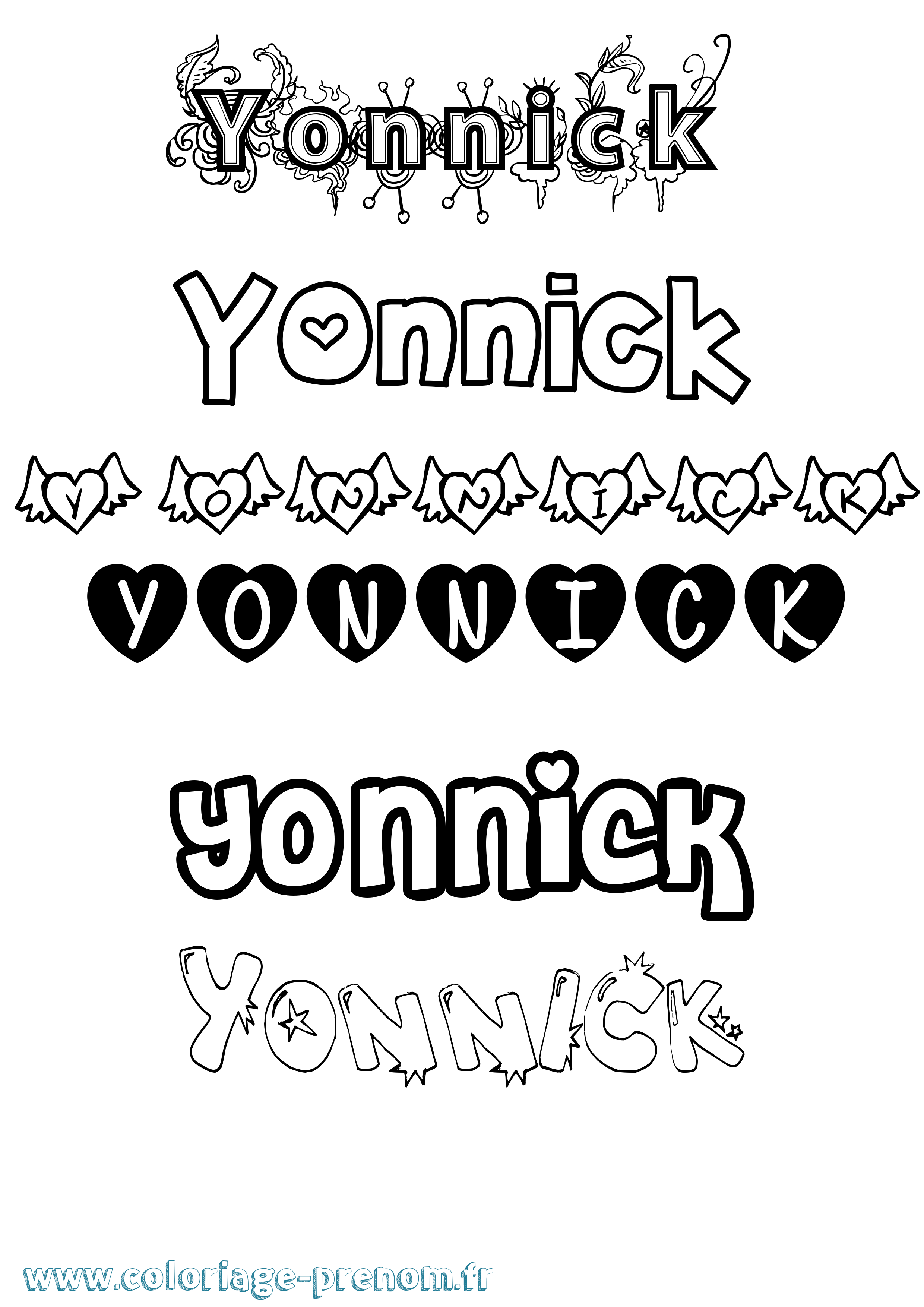 Coloriage Yonnick Girly Coloriage prénom Yonnick Girly