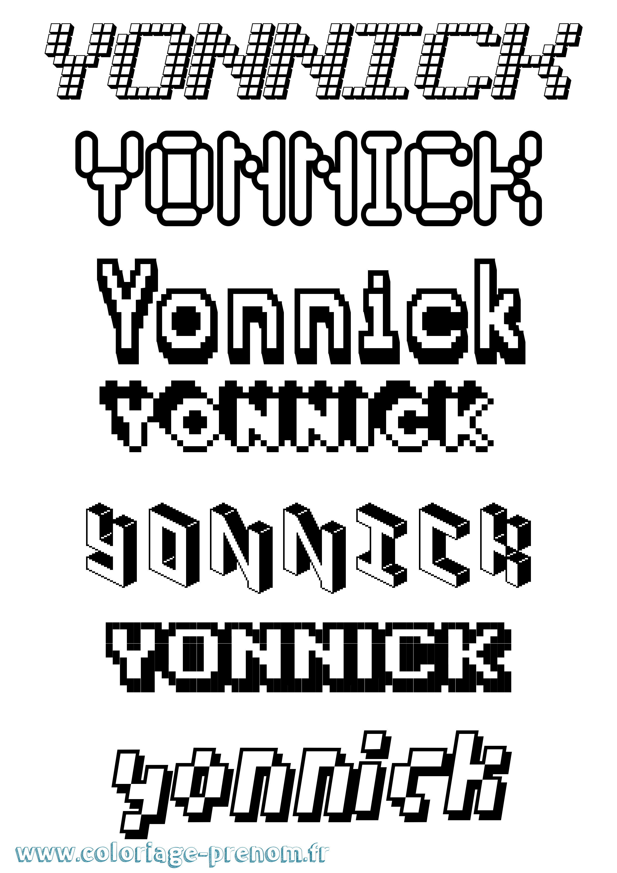 Coloriage Yonnick Pixel Coloriage prénom Yonnick Pixel