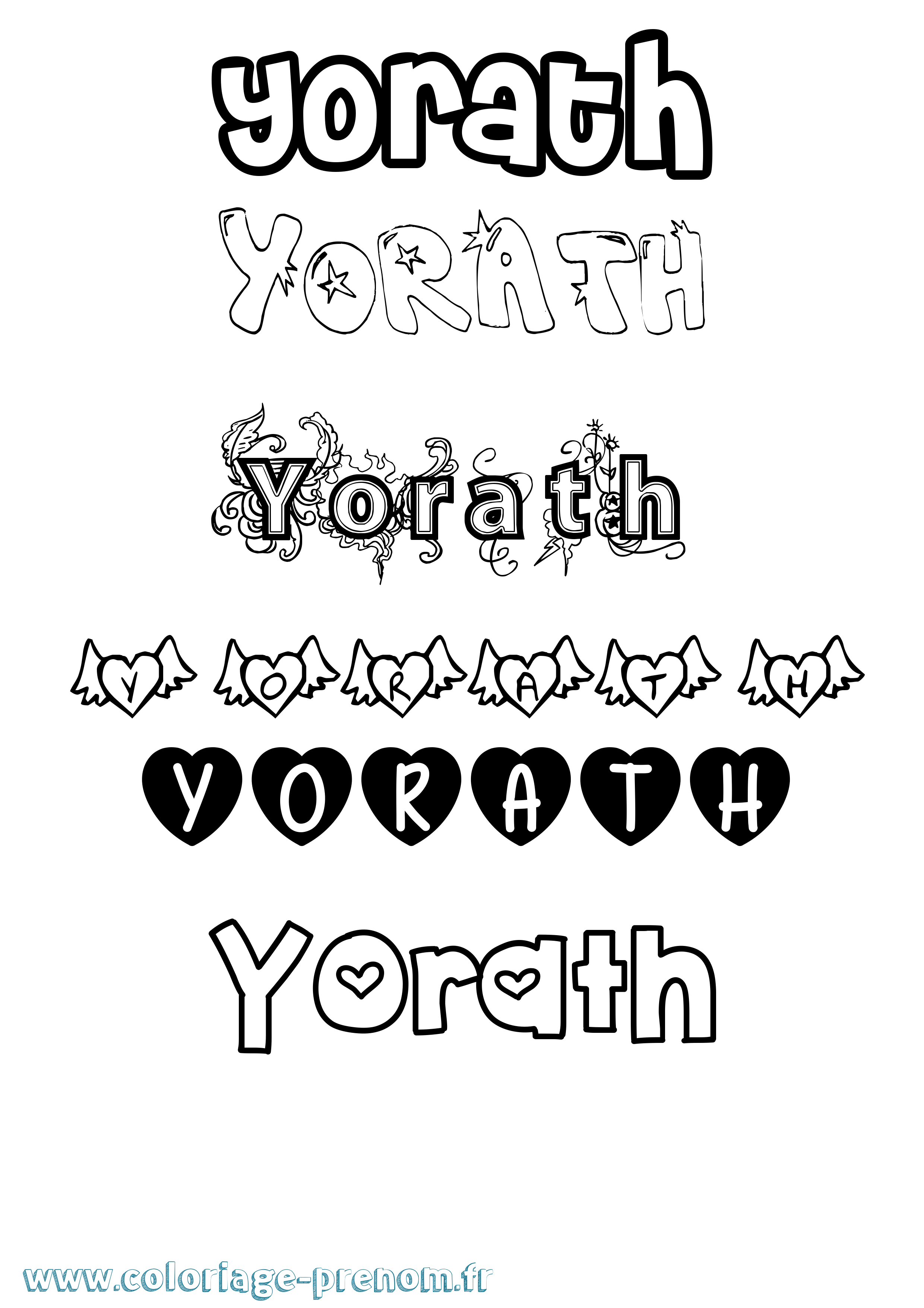 Coloriage Yorath Girly Coloriage prénom Yorath Girly