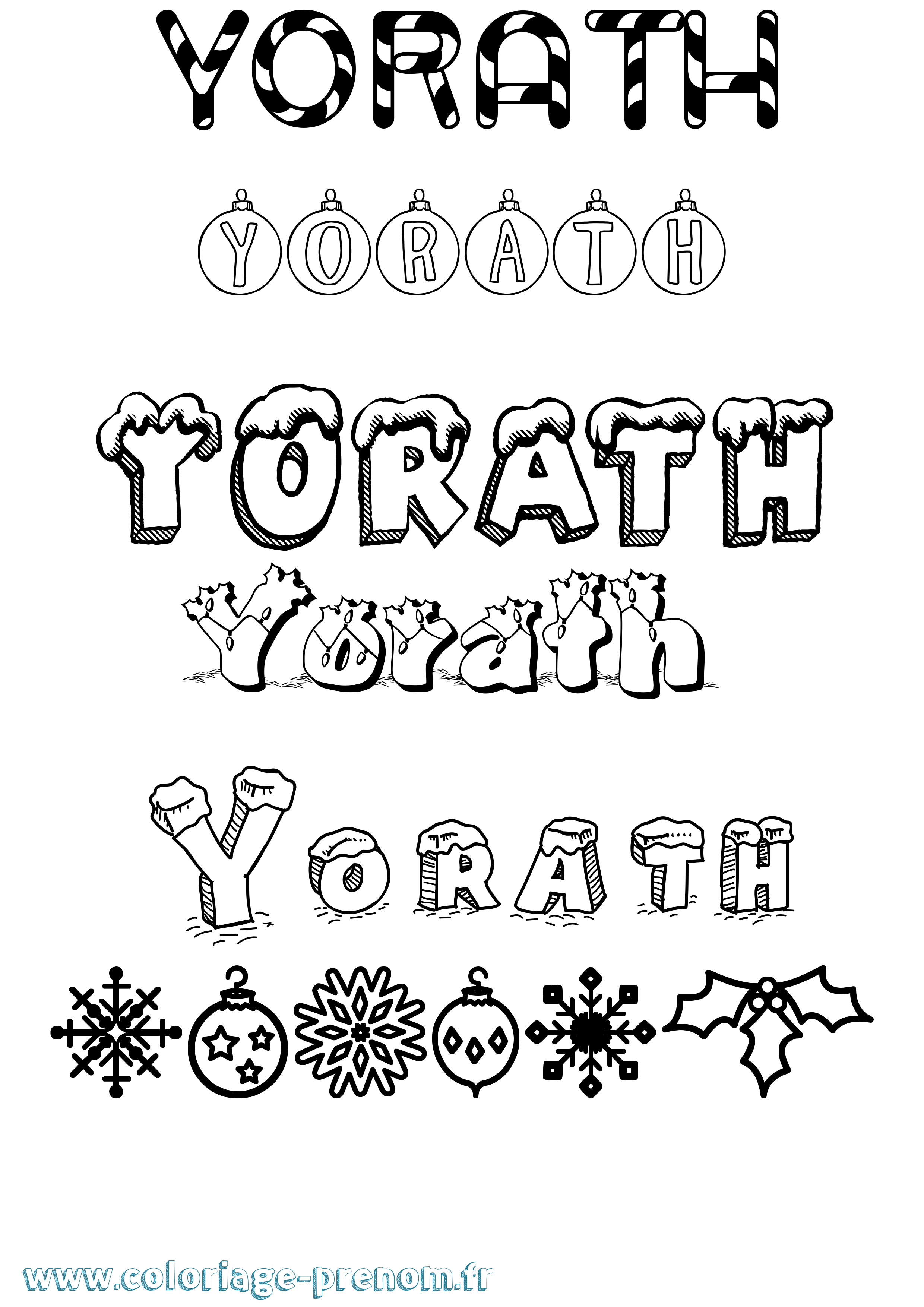 Coloriage Yorath Noël Coloriage prénom Yorath Noël