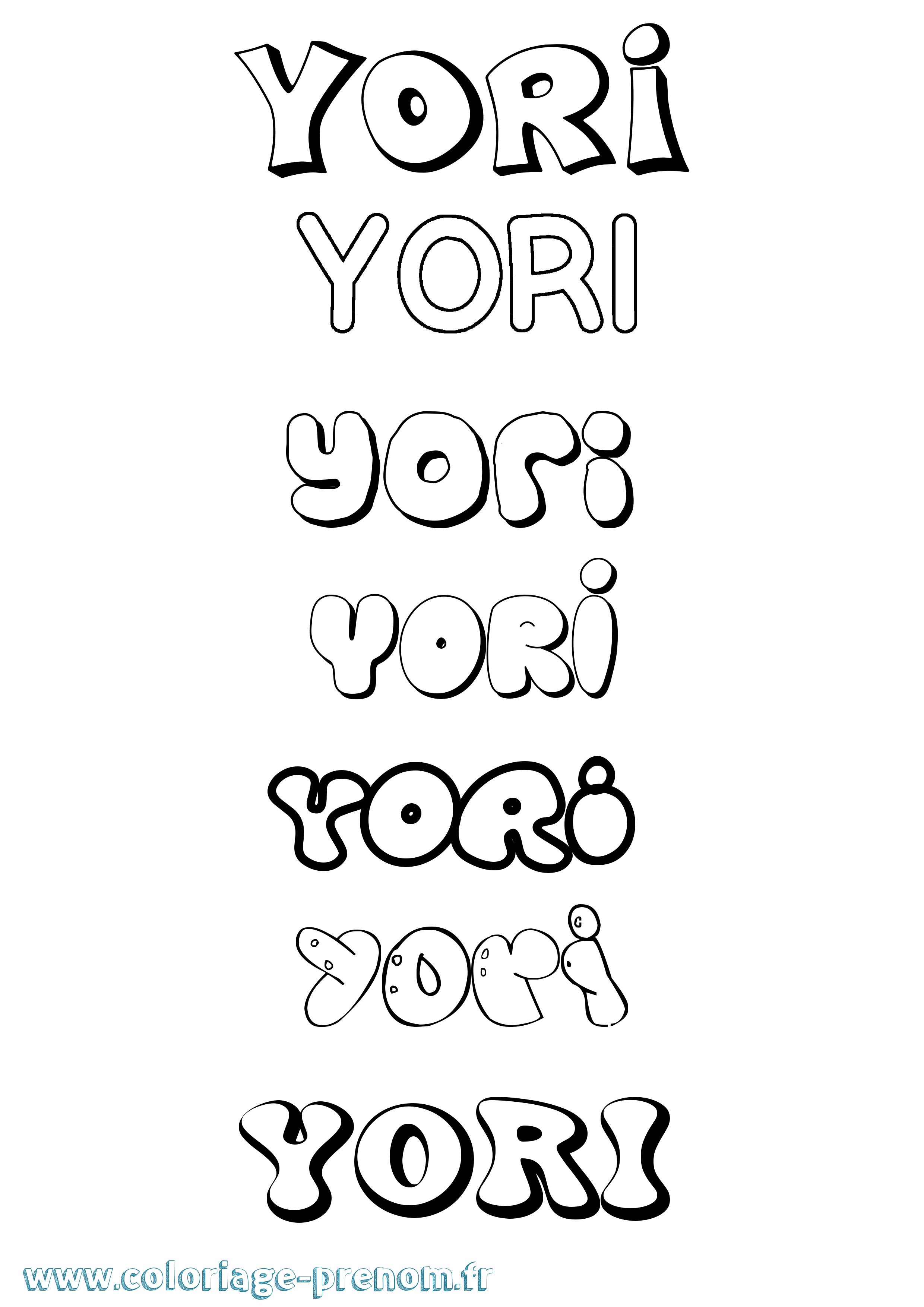 Coloriage Yori Bubble Coloriage prénom Yori Bubble