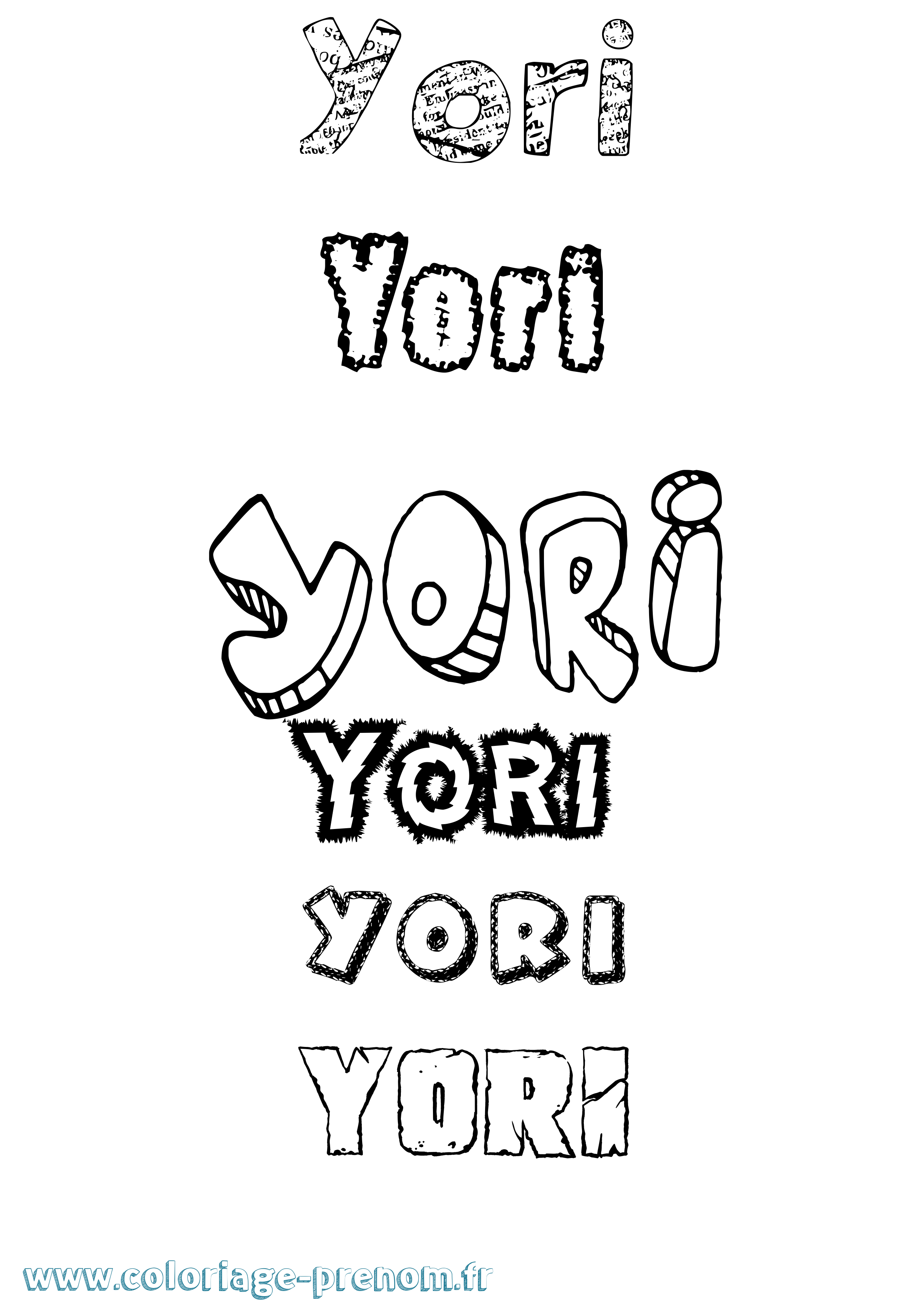 Coloriage Yori Destructuré Coloriage prénom Yori Destructuré