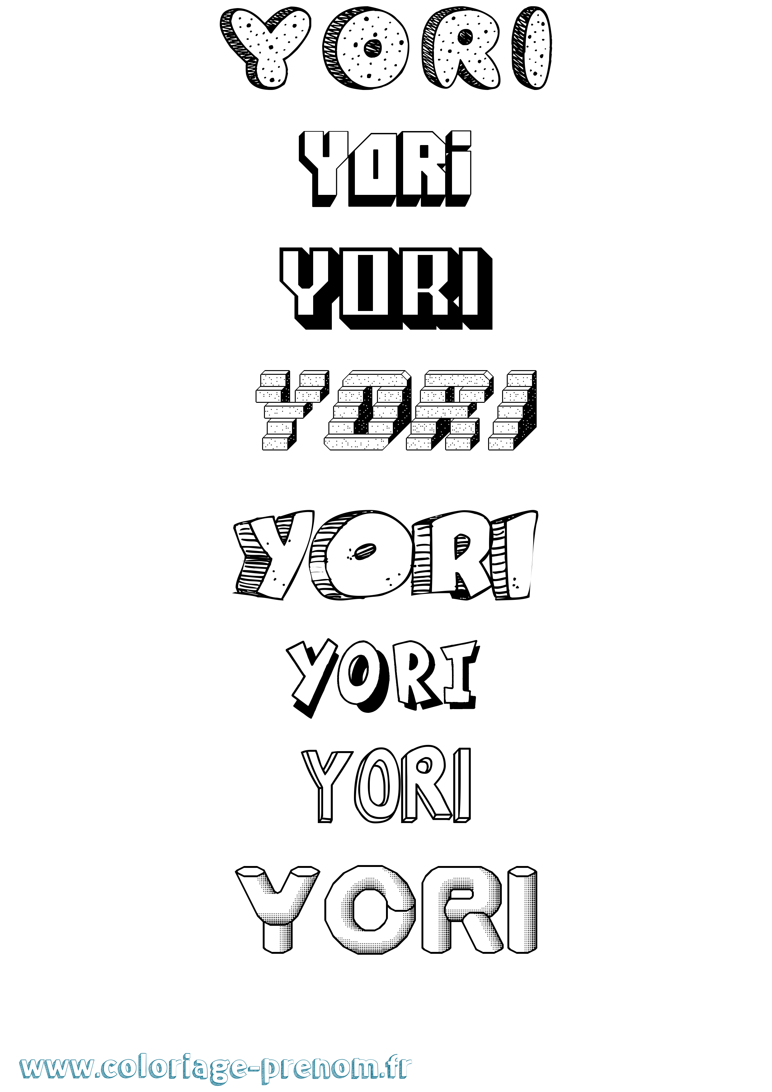 Coloriage Yori Effet 3D Coloriage prénom Yori Effet 3D